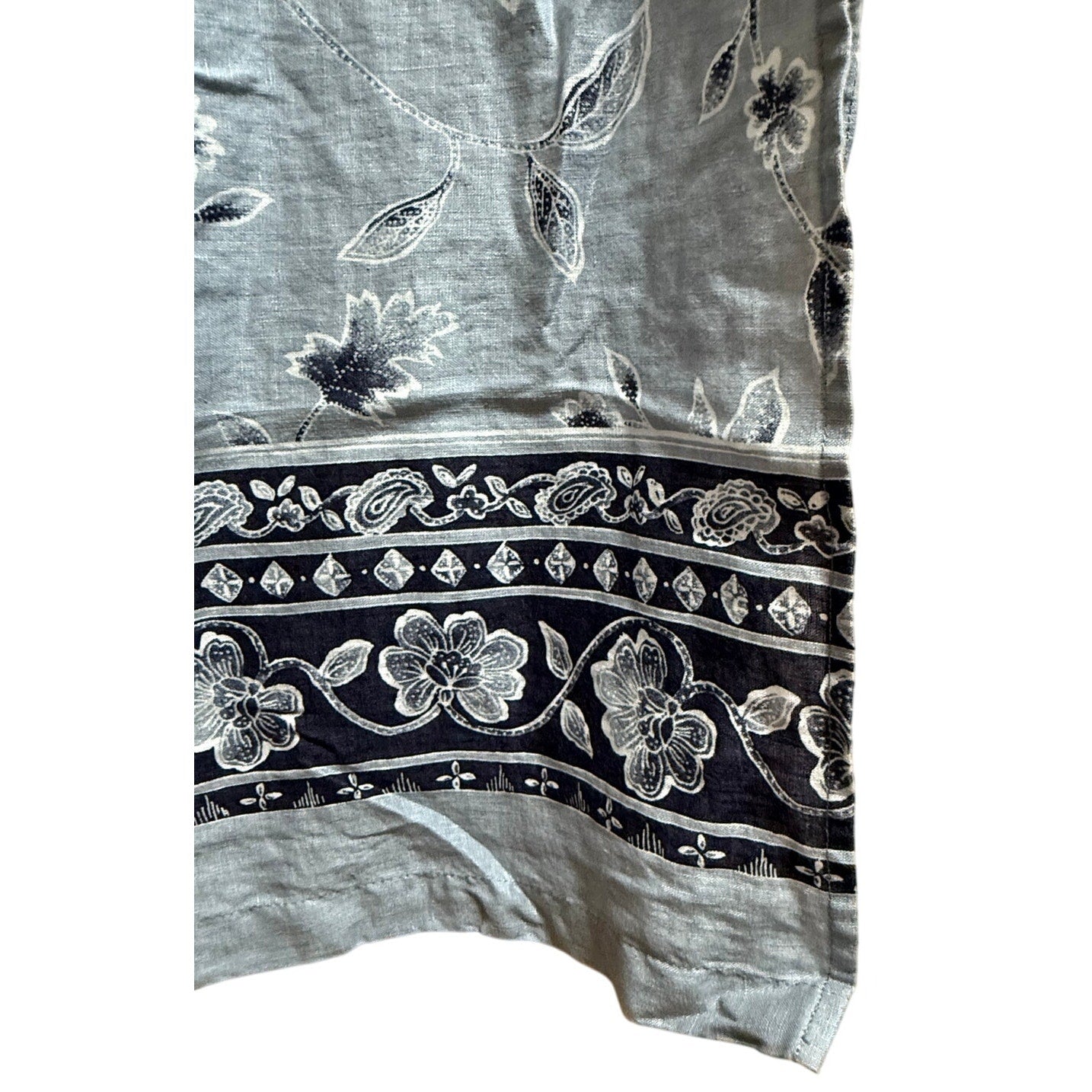Vintage 90's Ann Taylor 100% Linen Blue Floral Maxi Skirt - Size 8