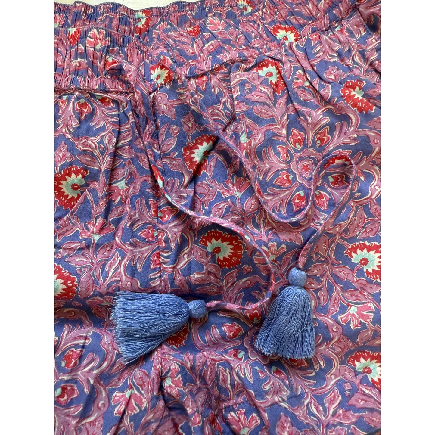 Vineyard Vines Purple and Blue Floral Print Elastic Waist Mini Shorts Size Small