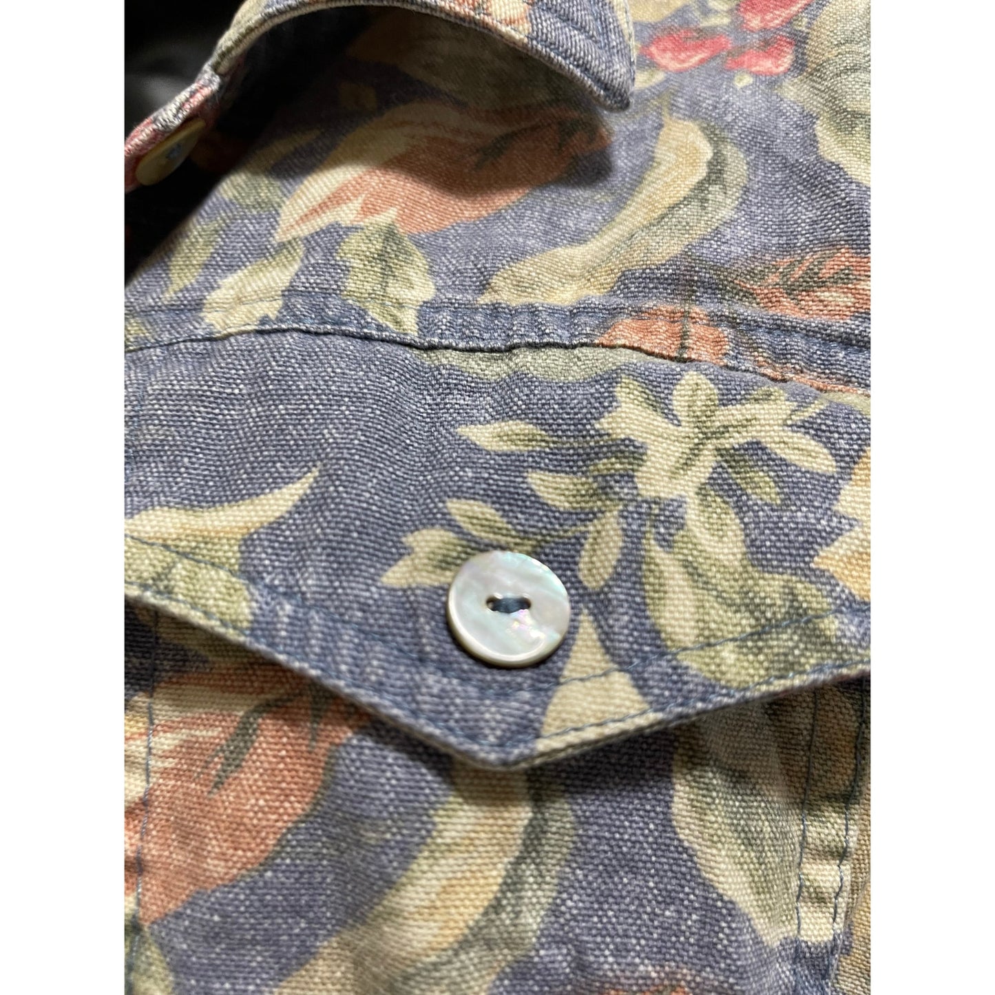 Vintage Norm Thompson Floral Denim Jacket - 100% Cotton - Large