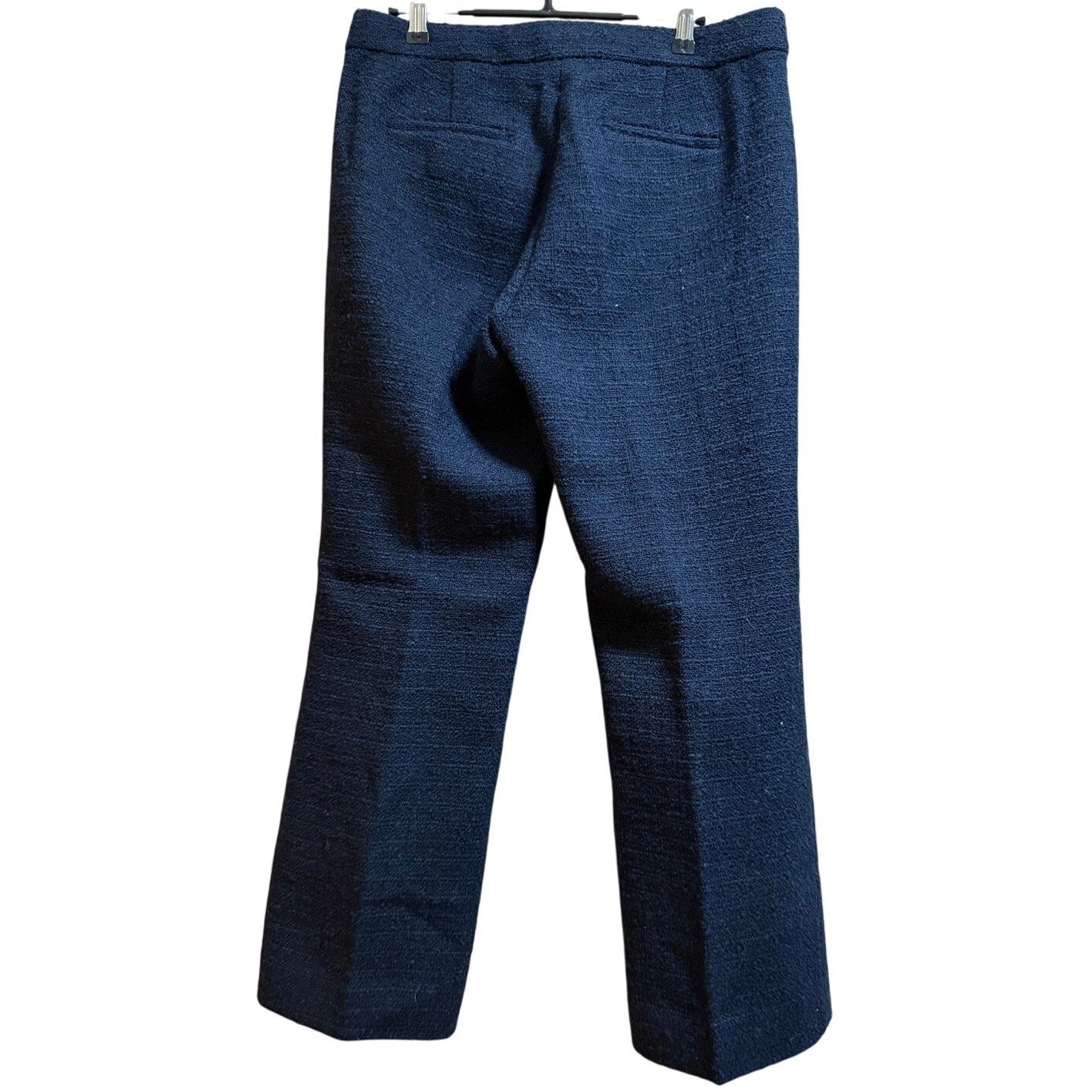 J.Crew Navy Blue Heavy Knit Wool Blend Straight Leg Trousers - Size 8