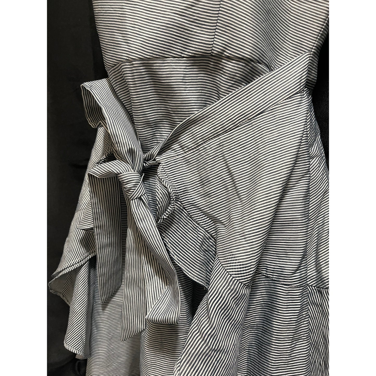 C/Meo Collective Black & White Pinstripe Halter Dress - Medium