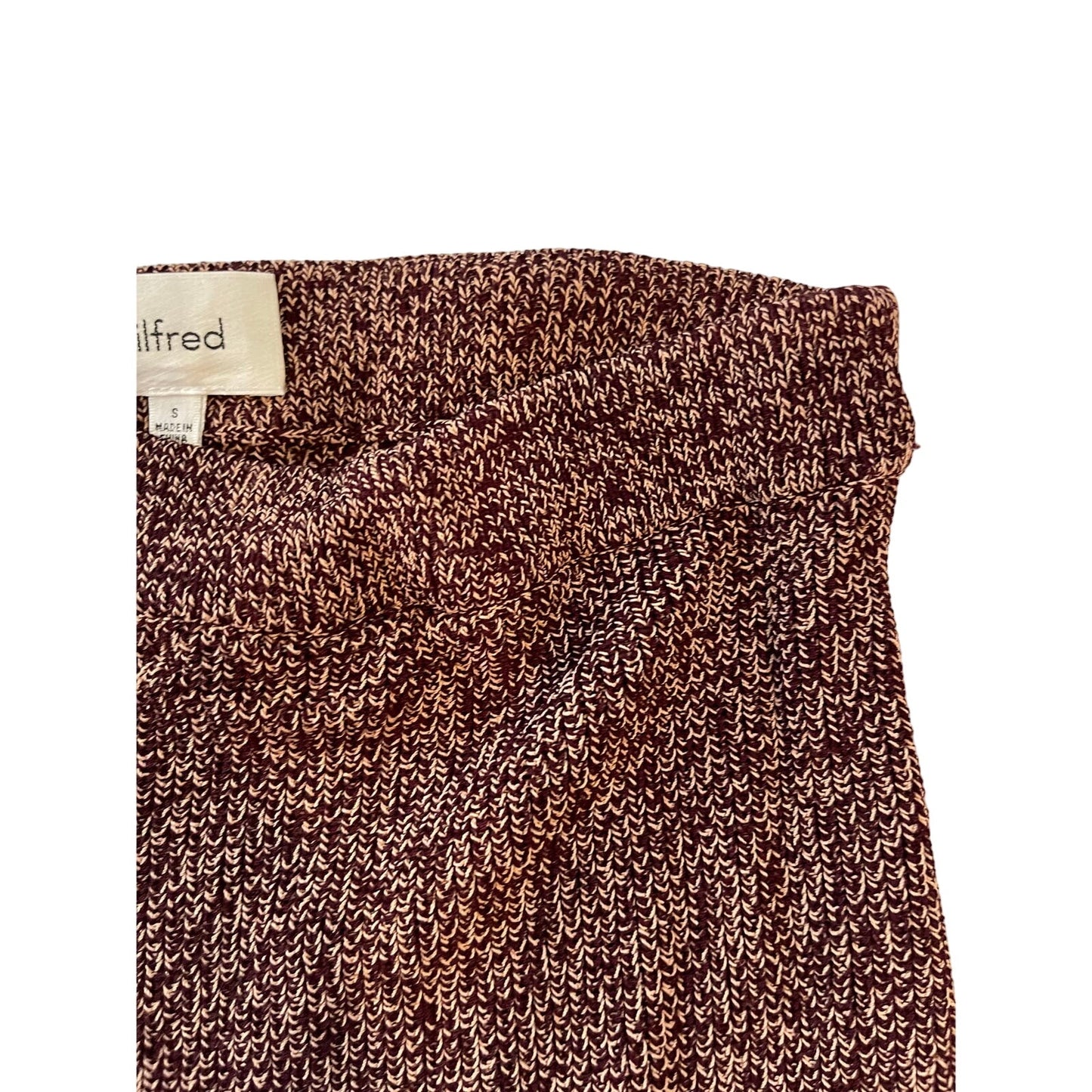 Wilfred Heavy Knit Maroon and Beige Skirt Women's Size Small