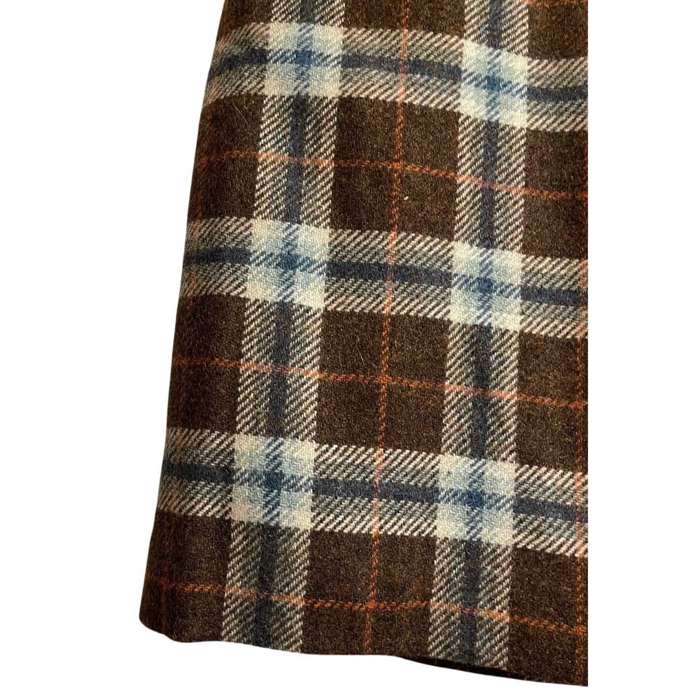 L.L. Bean Favorite Fit Wool Blend Brown Plaid Skirt Size 8