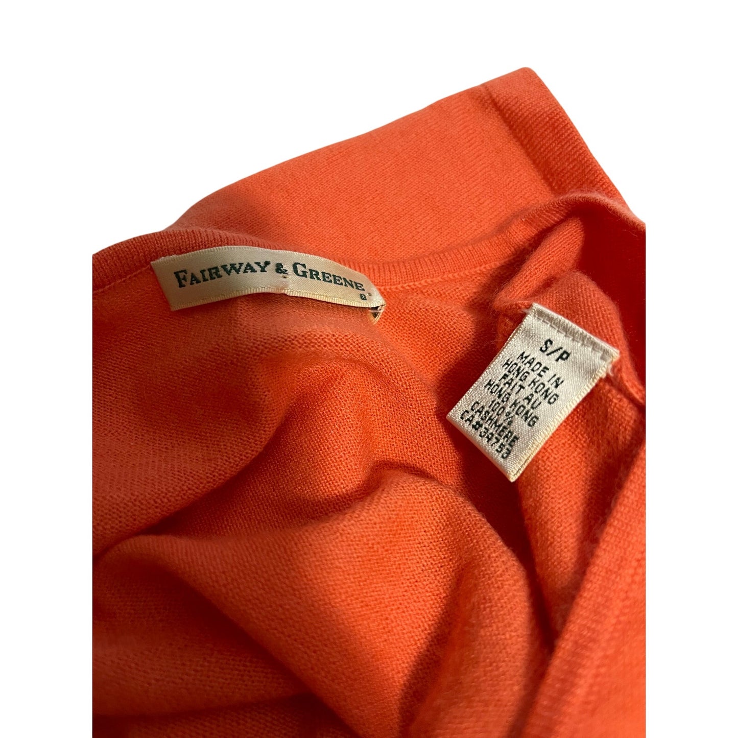 Fairway & Greene 100% Cashmere Long Sleeve Orange Sweater Size Small