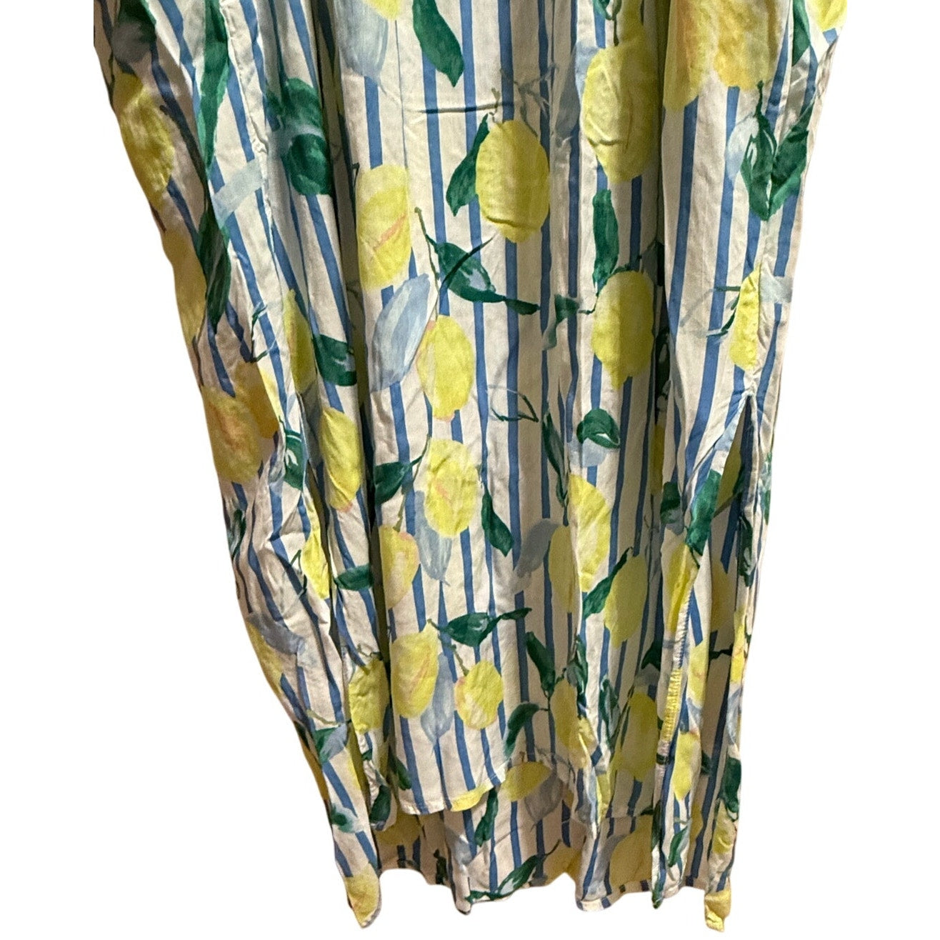 Joules Size Medium Lemon Print Sleeveless Cinch Waist Midi Dress