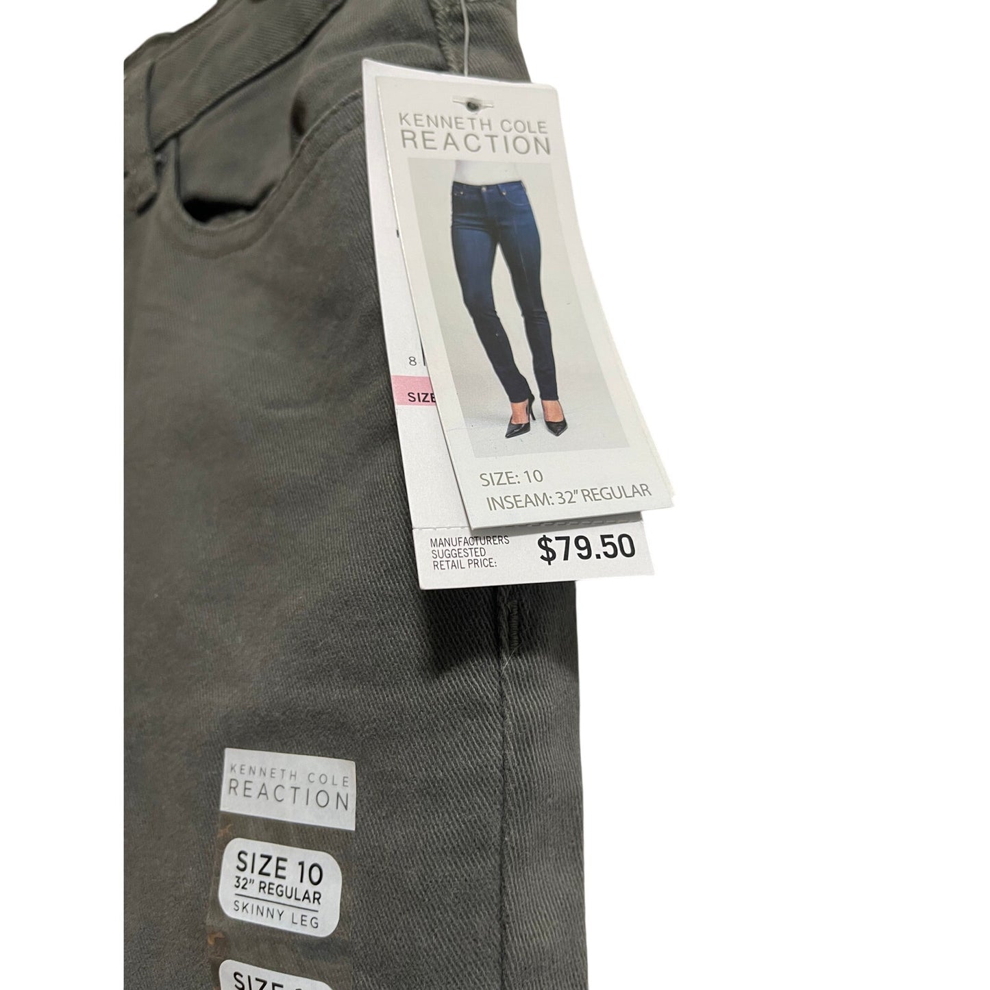 Kenneth Cole Reaction Skinny Leg Size 10 Grey Jeans - NWT - $79.50 MSRP