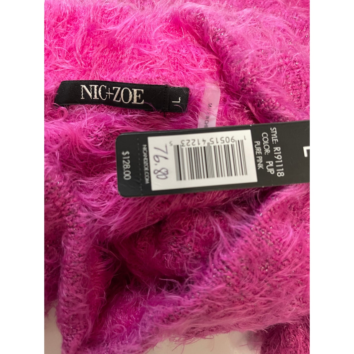 NWT Nic + Zoe Purple Pink Long Sleeve Sweater - $76.80 MSRP - Large