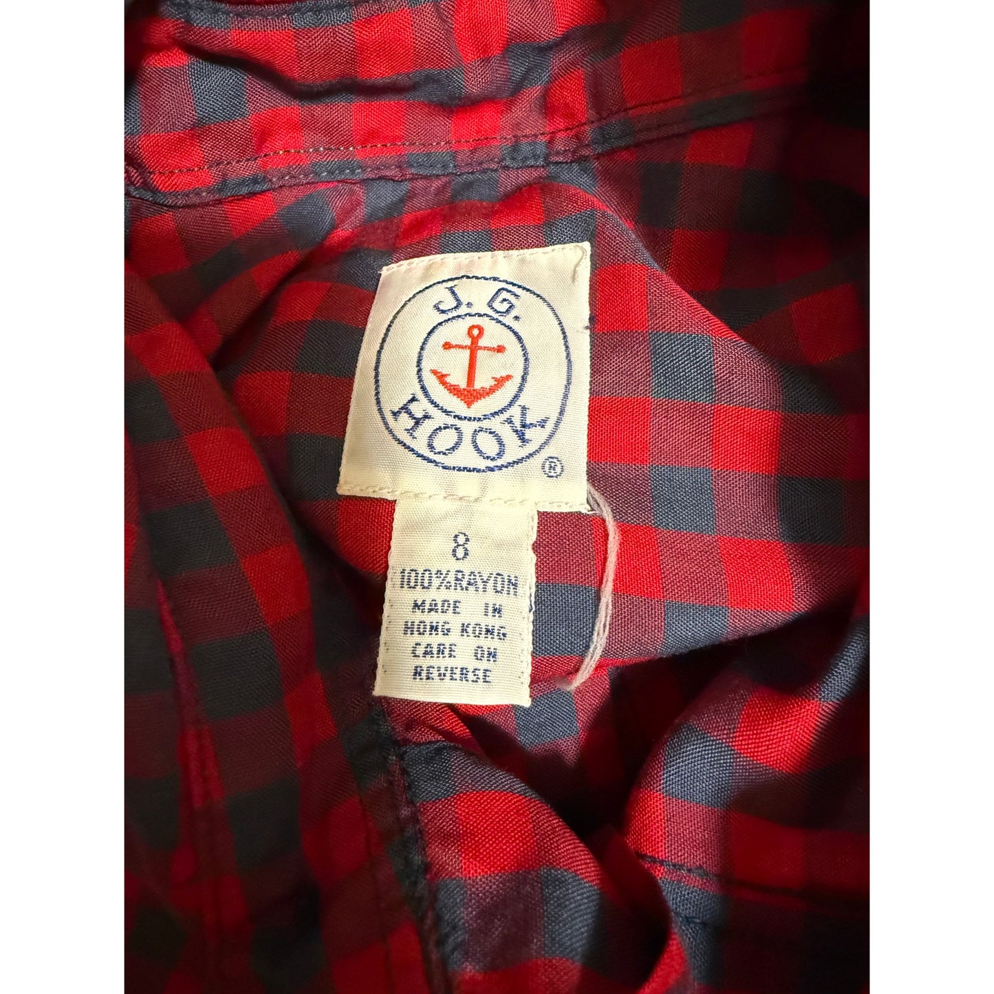 J.G. Hook Red Blue Plaid Long Sleeve Button Up Shirt - Size 8