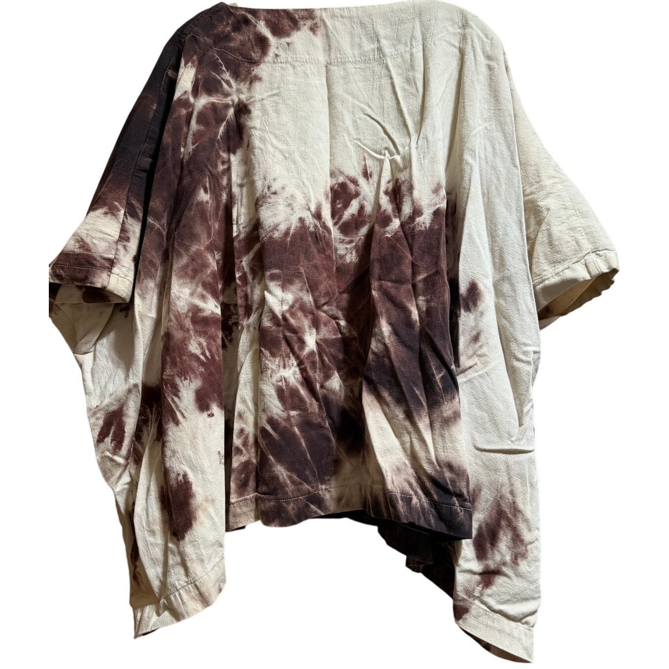 UZI One Size Brown and Tan Tie Dye Caftan Blouse Box Top