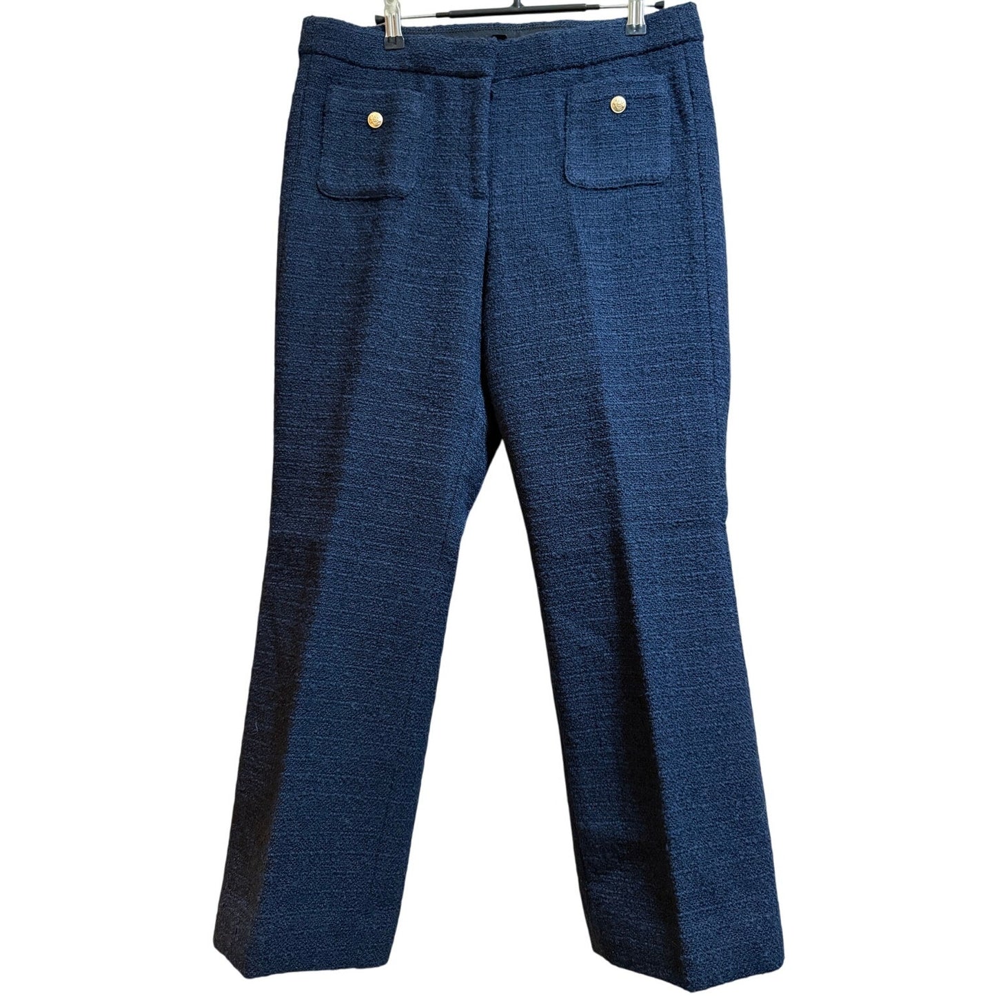 J.Crew Navy Blue Heavy Knit Wool Blend Straight Leg Trousers - Size 8