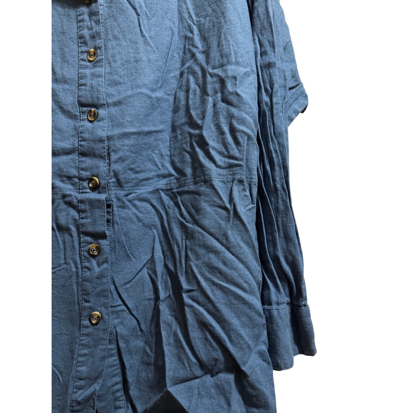 Universal Standard Oversized 2XS Blue Collared Button Up Linen Blend Shirt