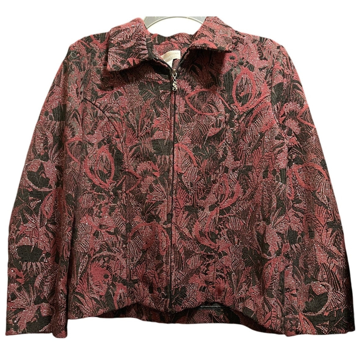 Draper's & Damon's Women's Petite Medium Textured Deep Red Jacket