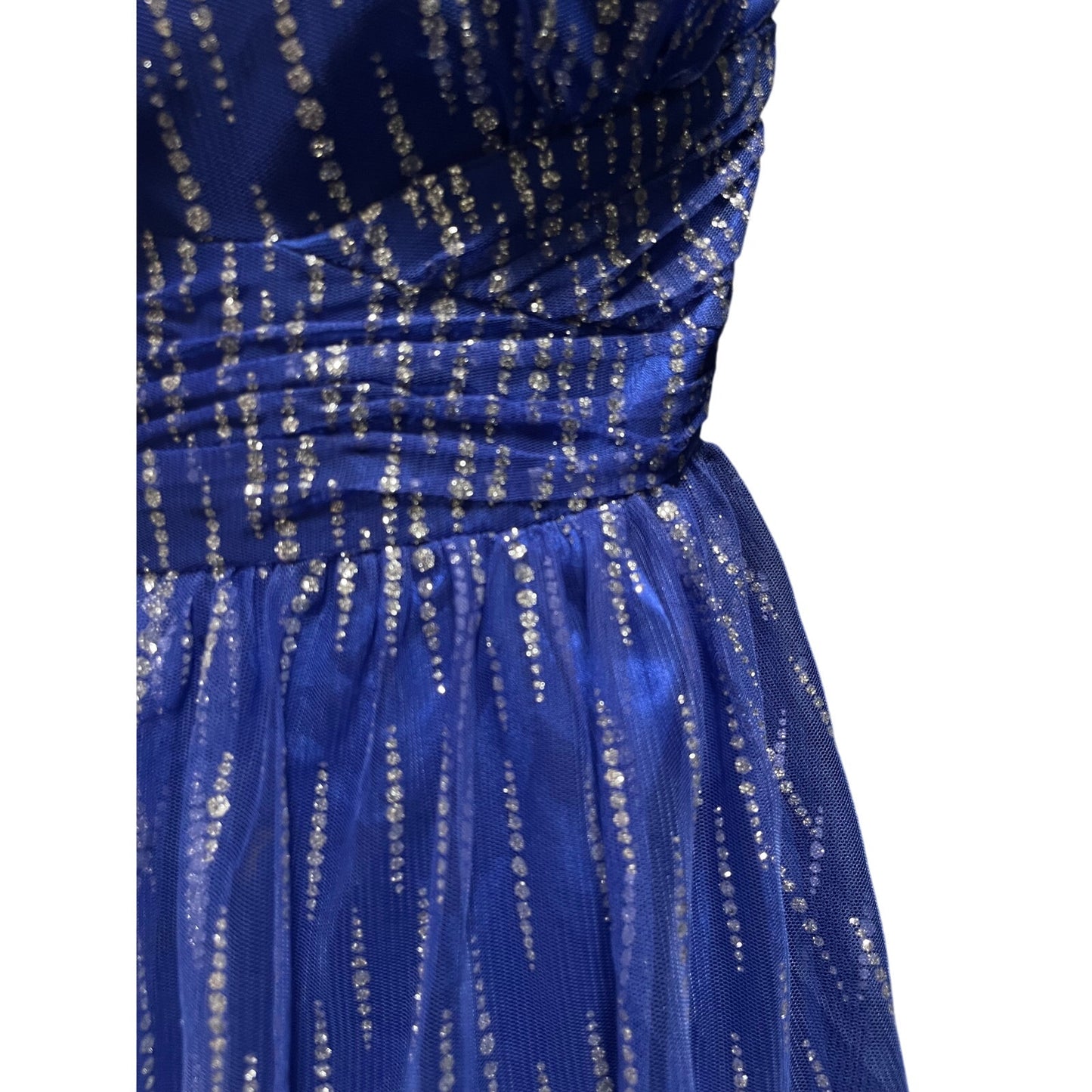 Morgan & Co Blue w/Silver Sequin Halter Dress - Size 3/4