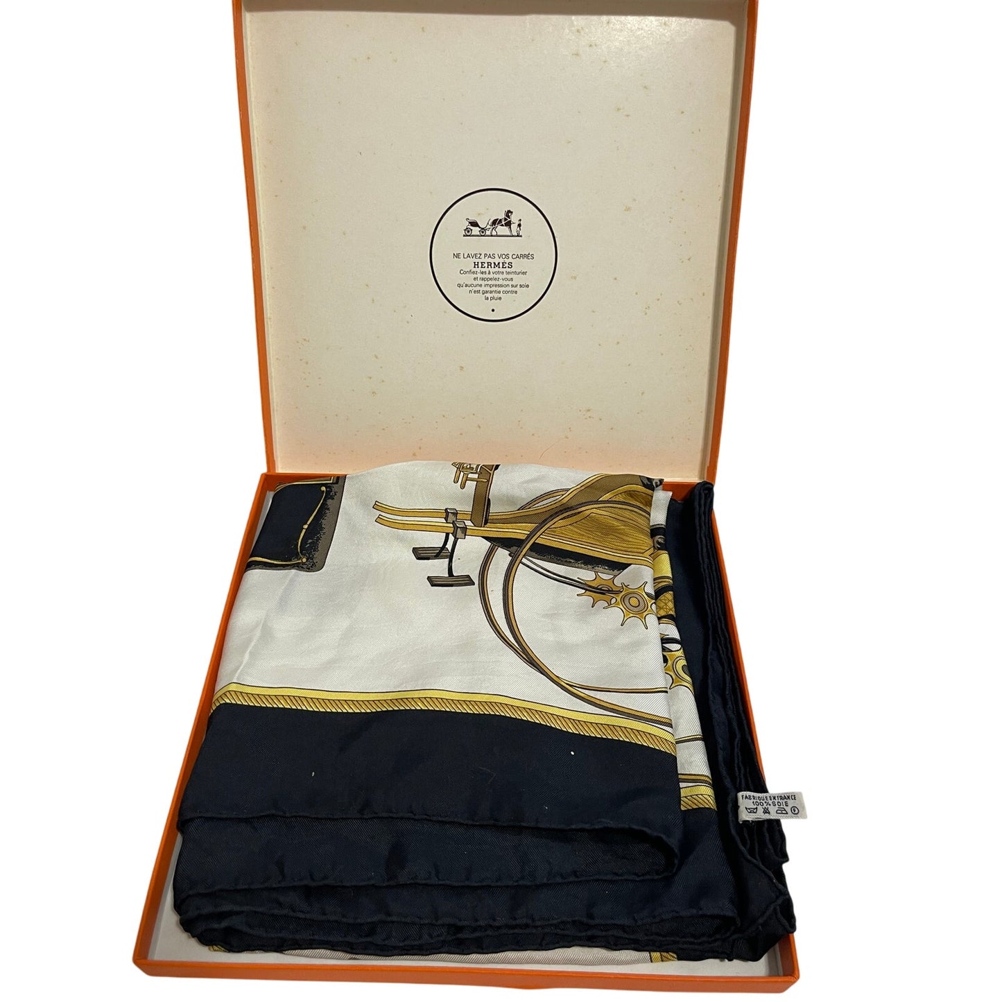 Vintage Hermes Les Voitures a Transformation Silk Scarf with the Original Box