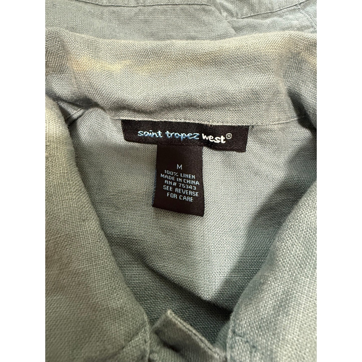 Saint Topez West Teal Blue 100% Linen Jacket Size Medium