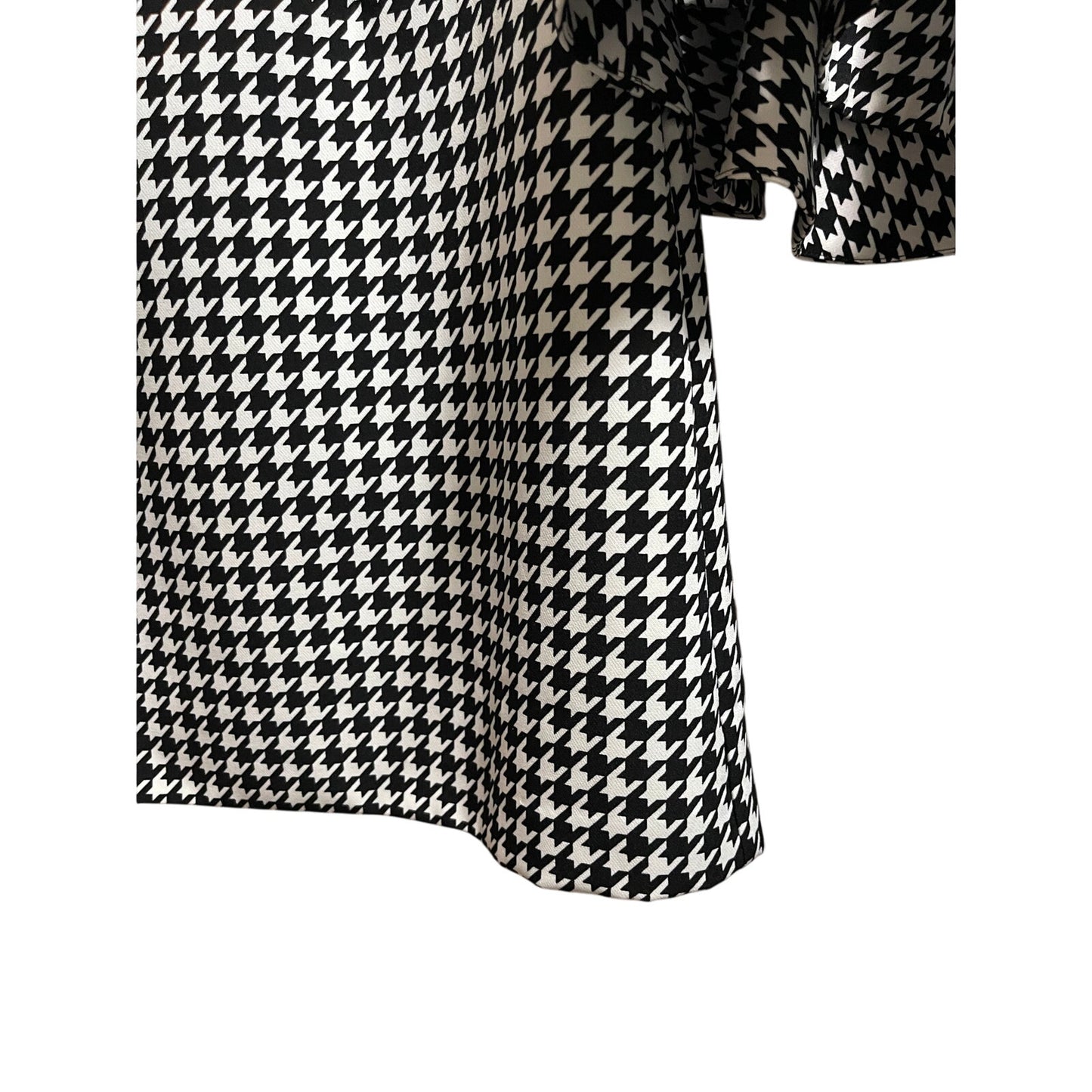 Likely Size 2 Black and White Houndstooth Long Sleeve Midi Dress