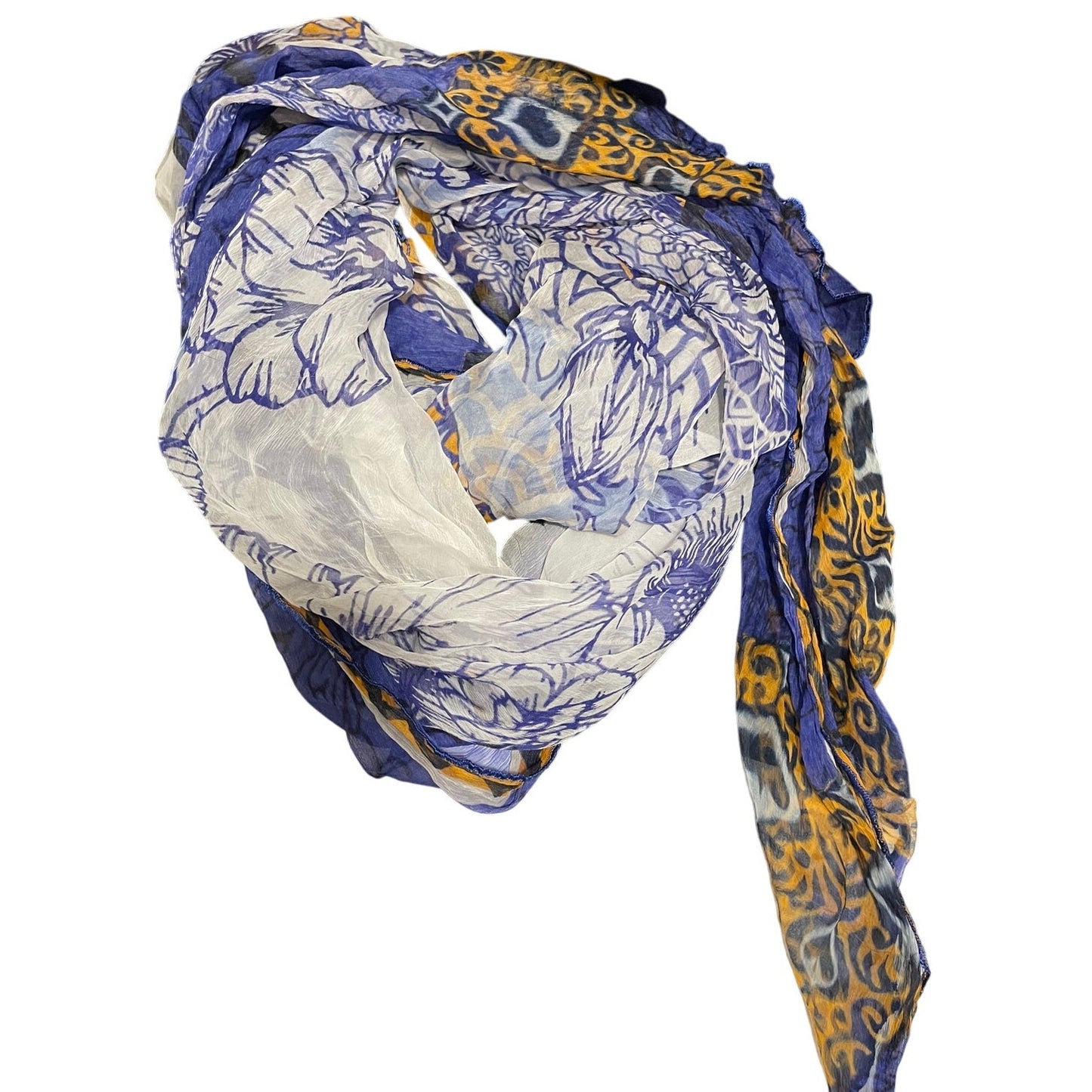 Unbranded Blue & Orange Floral Shawl