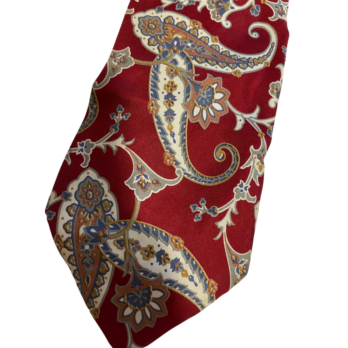 Vintage Abercrombie & Fitch Red Paisley Print 100% Silk Men's Necktie Retro Tie