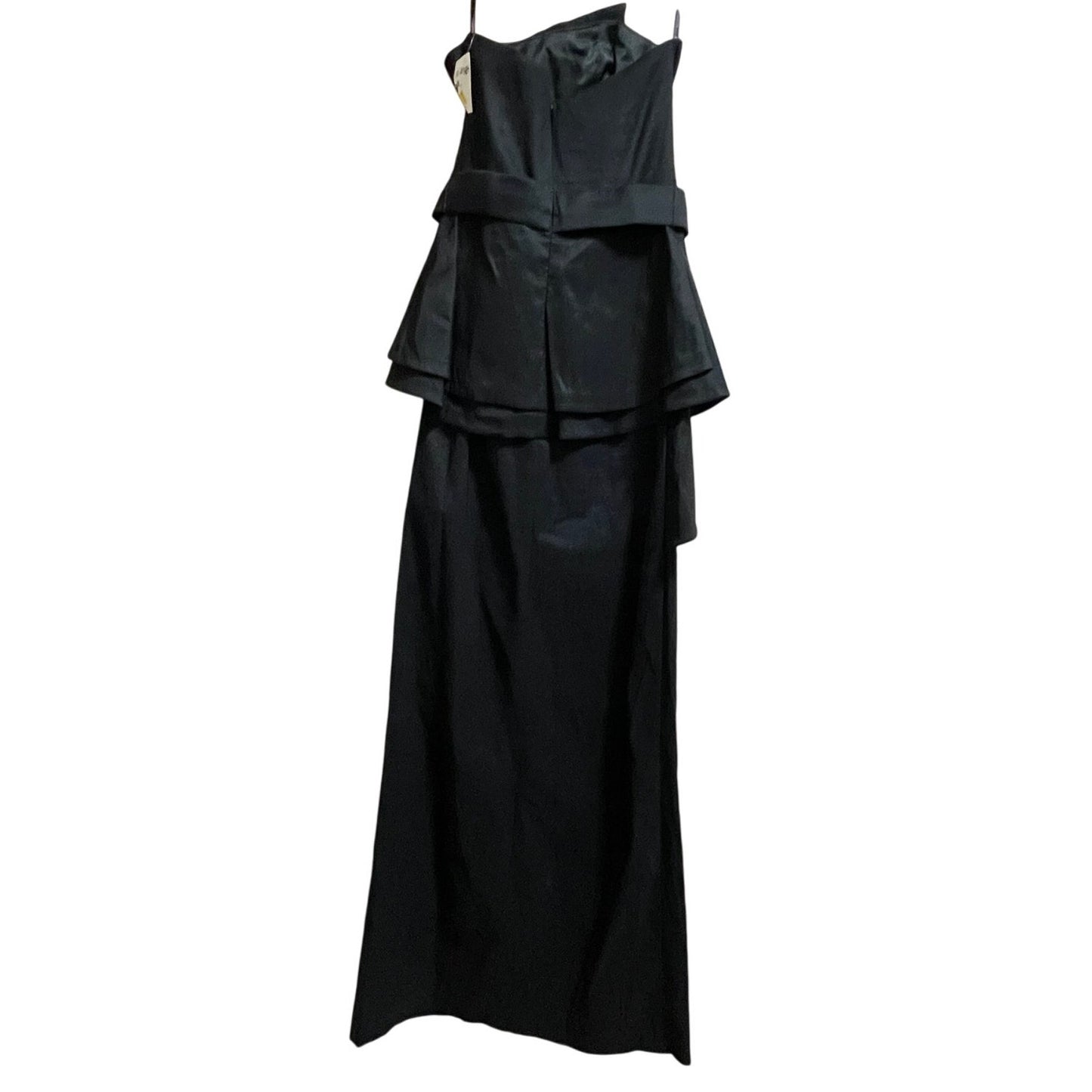 NWT Jessica McClintock Pleated Gown High Slit Black w/Rhinestone Buckle Size 4
