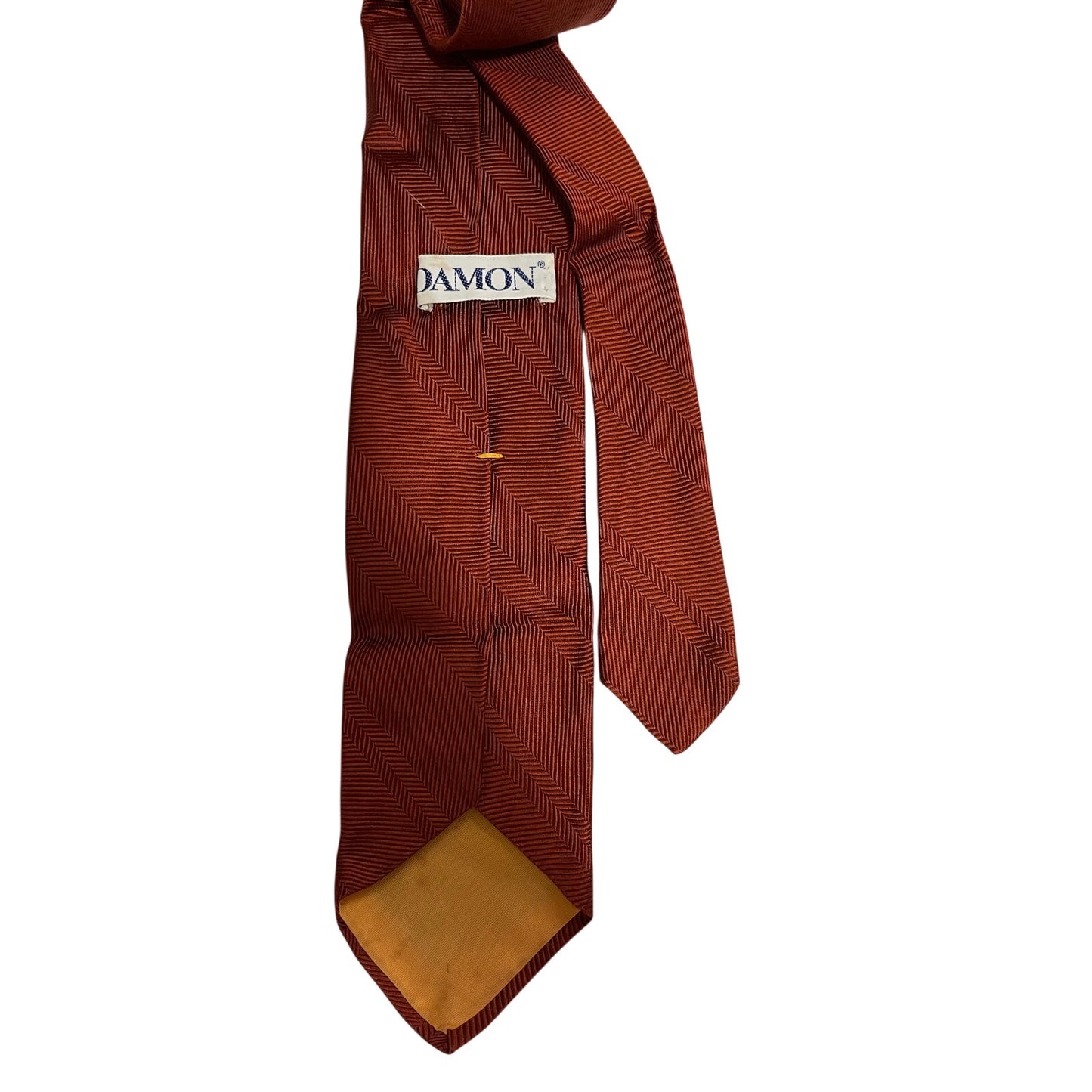 Vintage Damon Orange Textured 100% Silk Necktie - Men's Tie