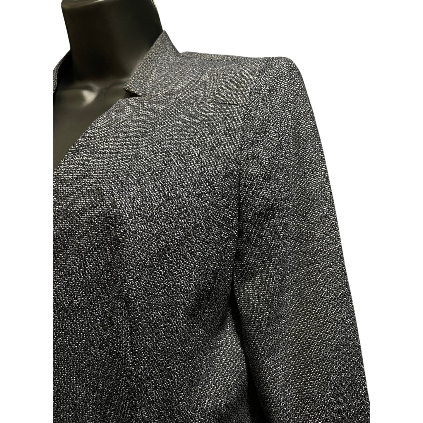 Lafayette 148 New York Size 12 Petite Navy Blue / Gray Blazer