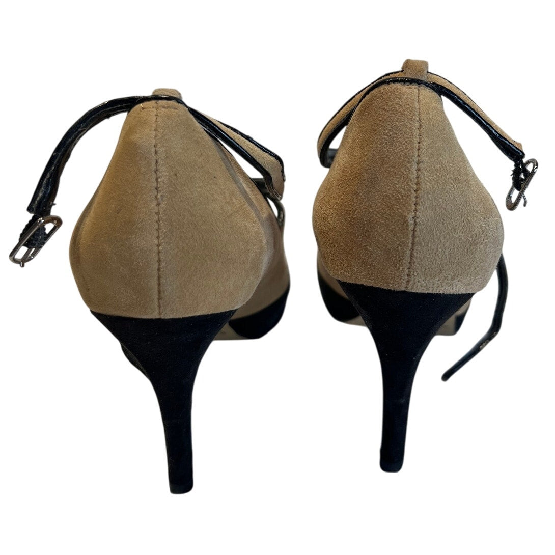 White House Black Market Tan & Black Leather Pumps - 7.5M