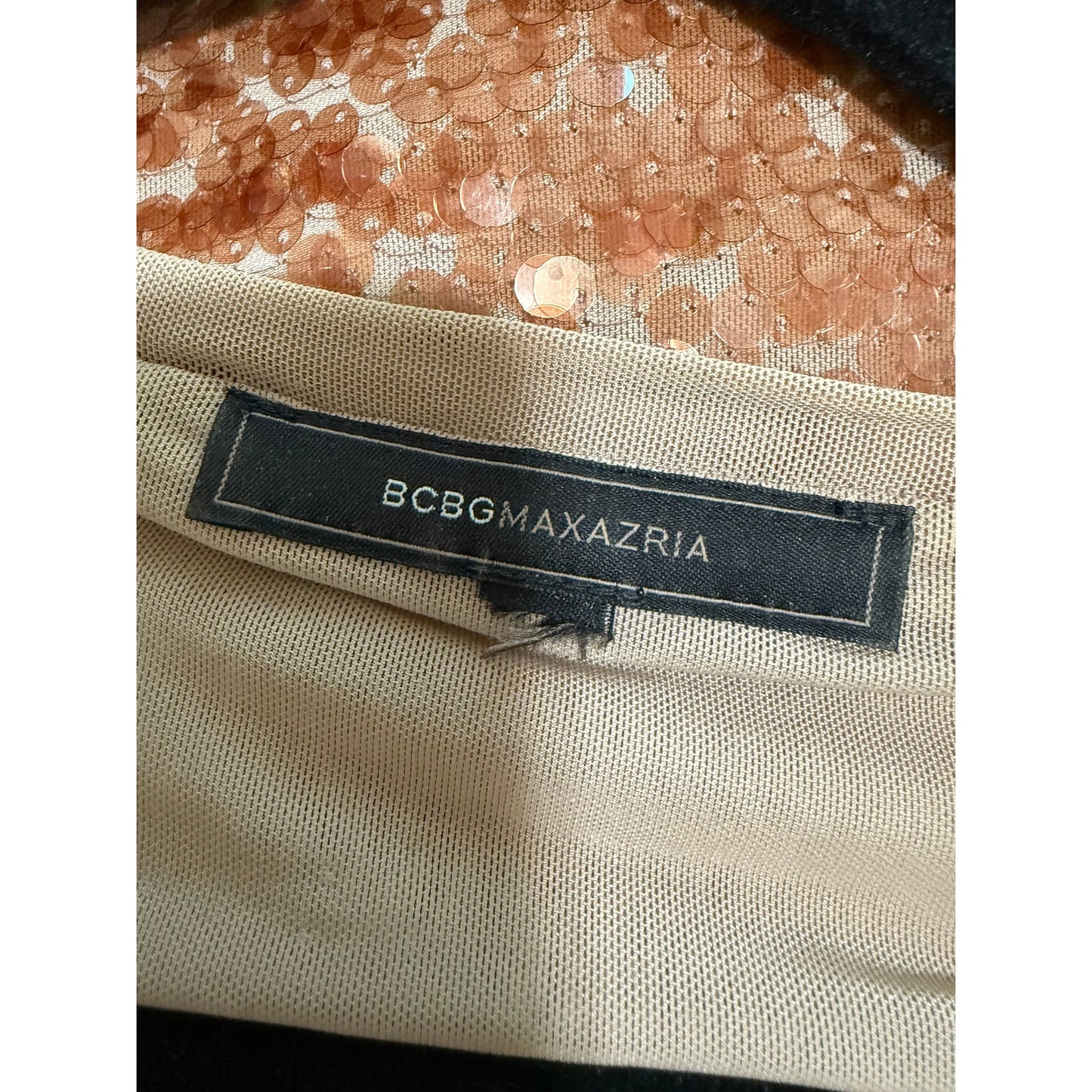 BCBG Maxazria Medium Sequined Brown Short Sleeve Dress