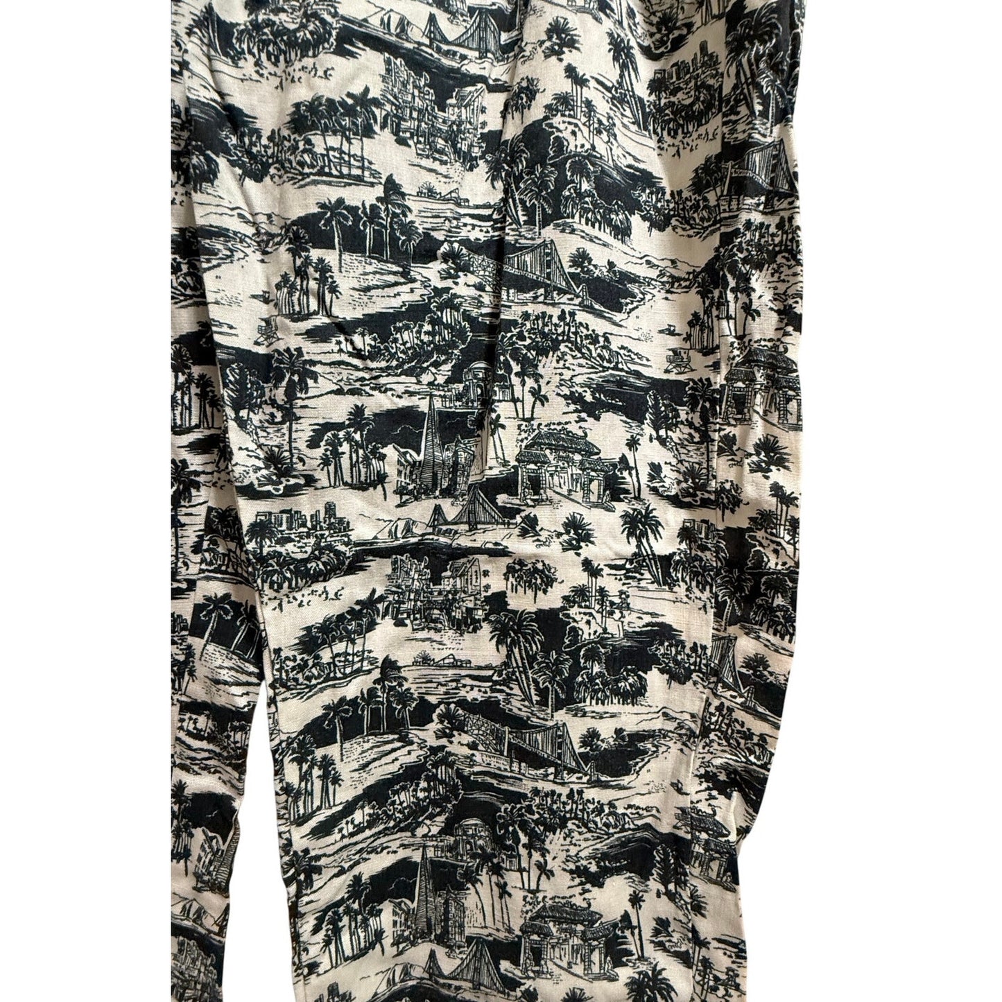Marine Layer Size Medium Blue and White Island Print Elastic Waist Pants