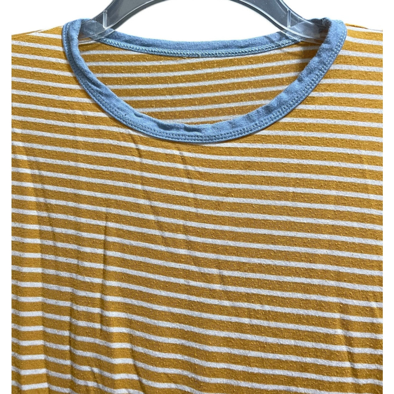 Unbranded Mustard Yellow & White Striped Short Sleeve Super Soft T-Shirt