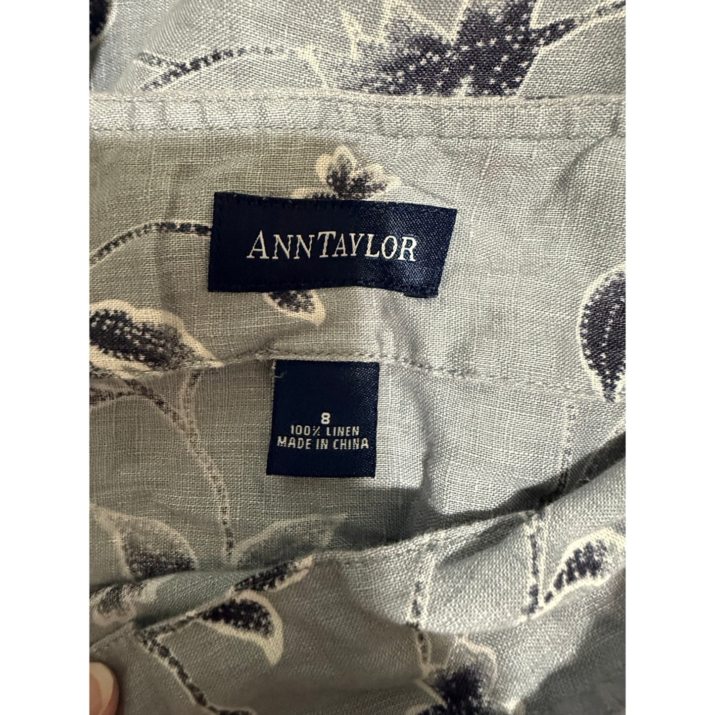 Vintage 90's Ann Taylor 100% Linen Blue Floral Maxi Skirt - Size 8