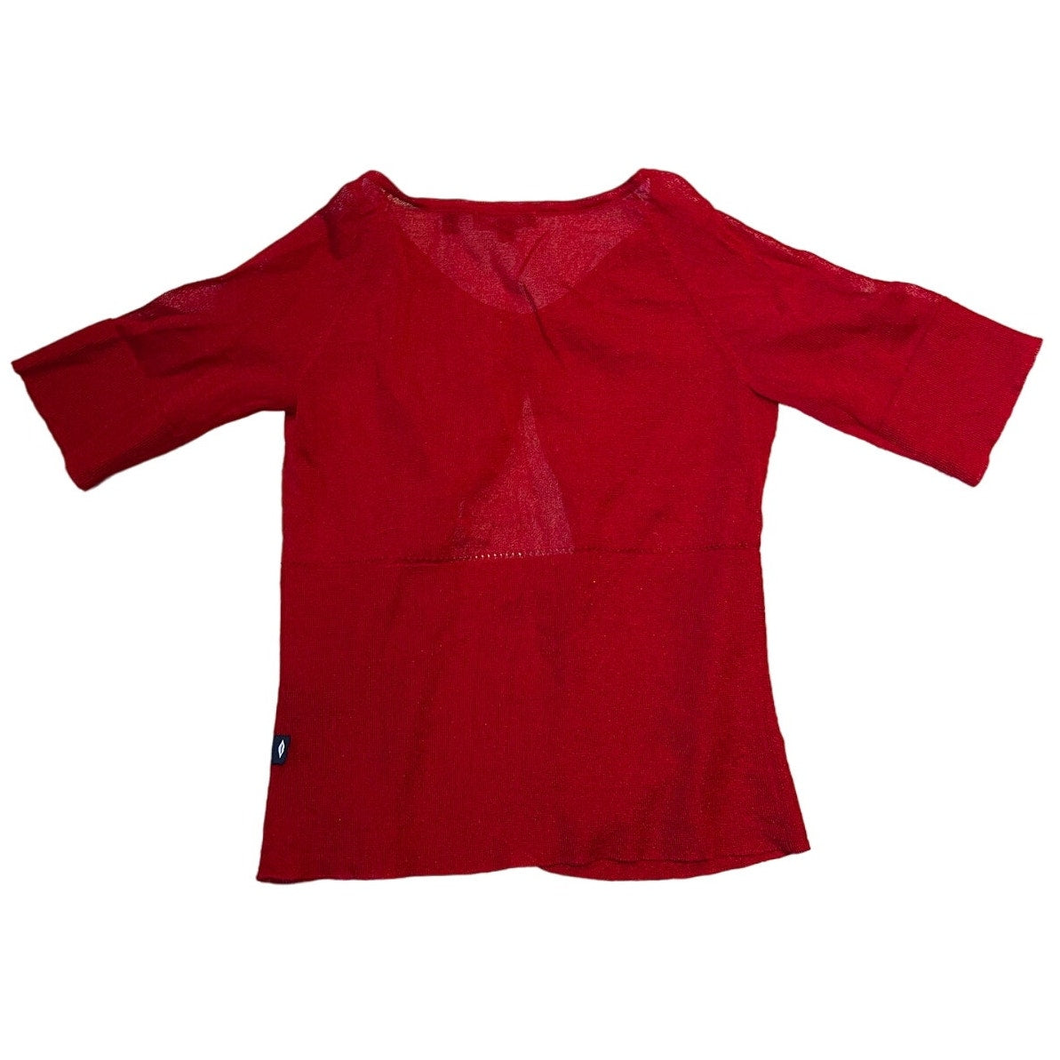 Bijou Jeans Red Cardigan Mother of Peal Buttons - Short Sleeve