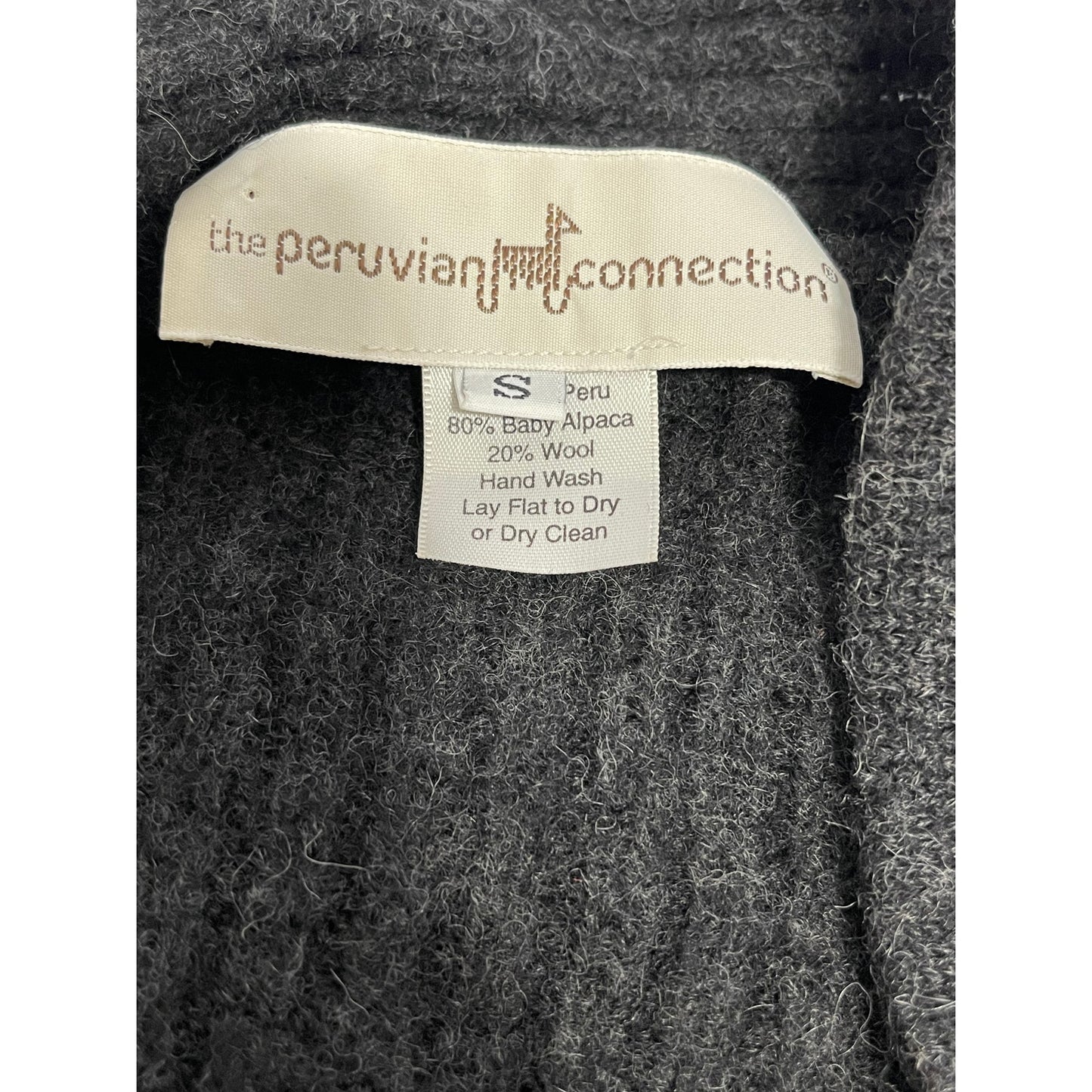 Vintage Peruvian Connection Wool & Baby Alpaca Gray Cardigan - Size Small