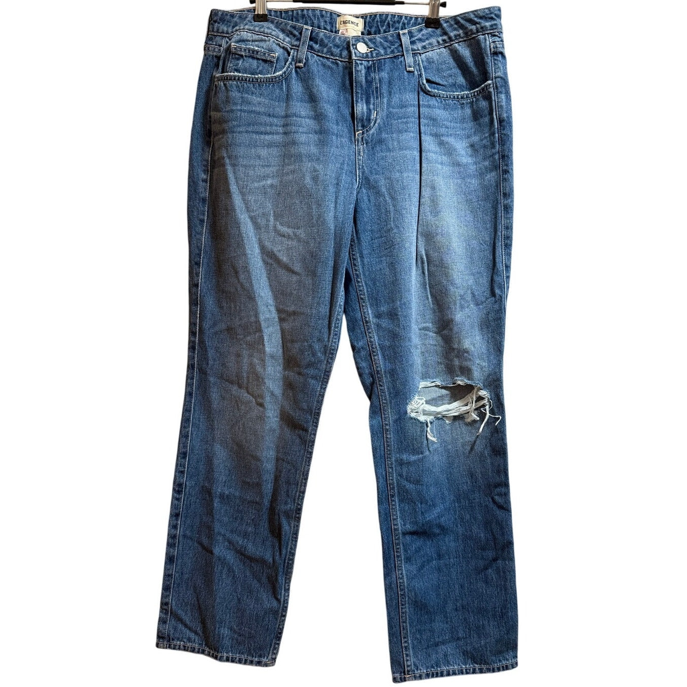 L'agence Hilmar Destruct Size 31 Slouch Straight Denim Jeans - NWT