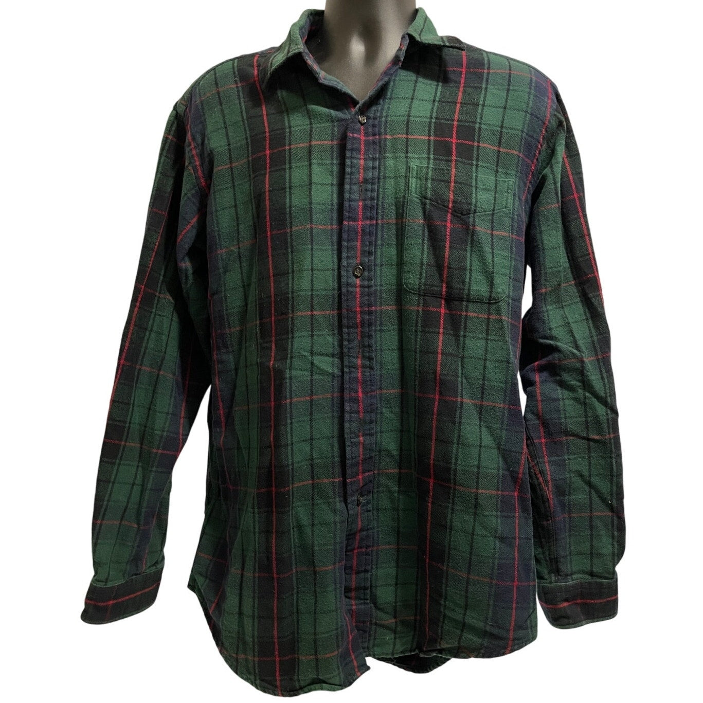 Vintage Polo Ralph Lauren Green Plaid 100% Cotton Button Front Shirt - Medium