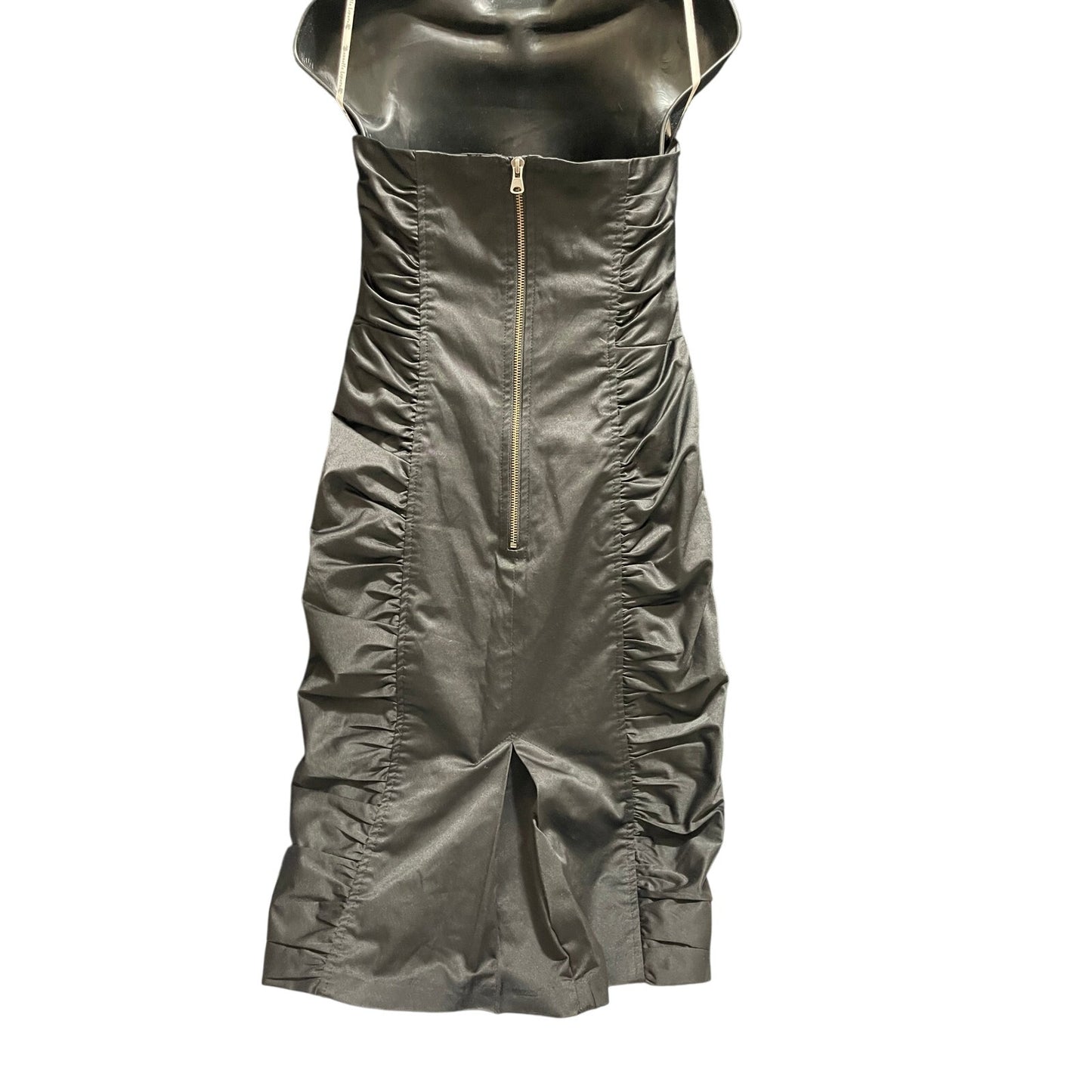 Nanette Lepore Strapless Black Satin Pencil Cocktail Dress (Size 6)