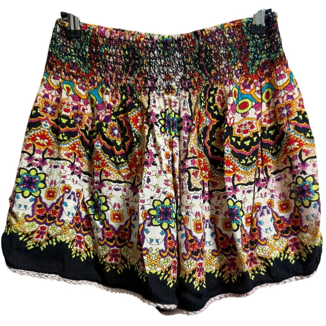 Patrons of Peace Boho Floral Print Elastic Waist Shorts - Size Small