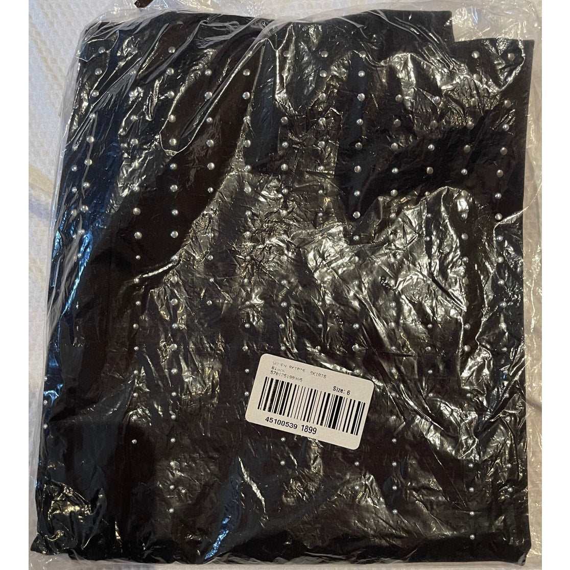 White House Black Market Black Knit Studded Skirt Women's Size 6 NWT