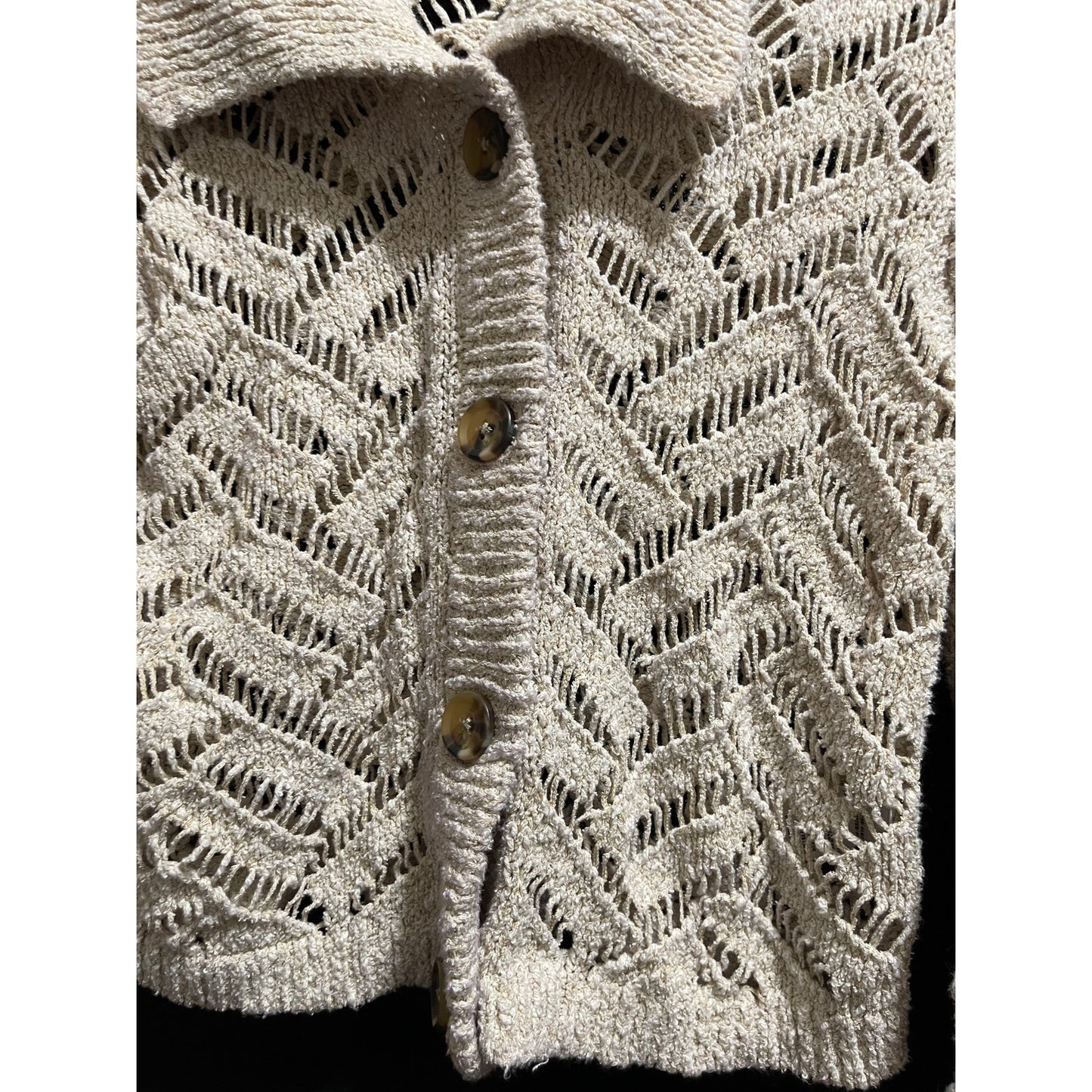 Cleo + Wolf Beige Open Knit Size Small Cardigan Sweater