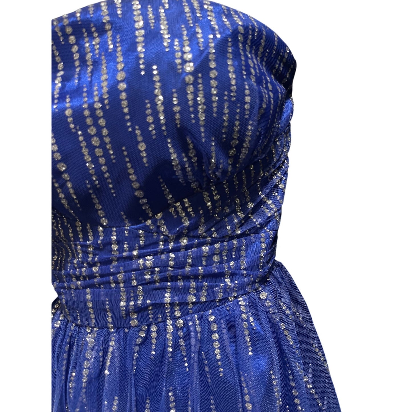Morgan & Co Blue w/Silver Sequin Halter Dress - Size 3/4
