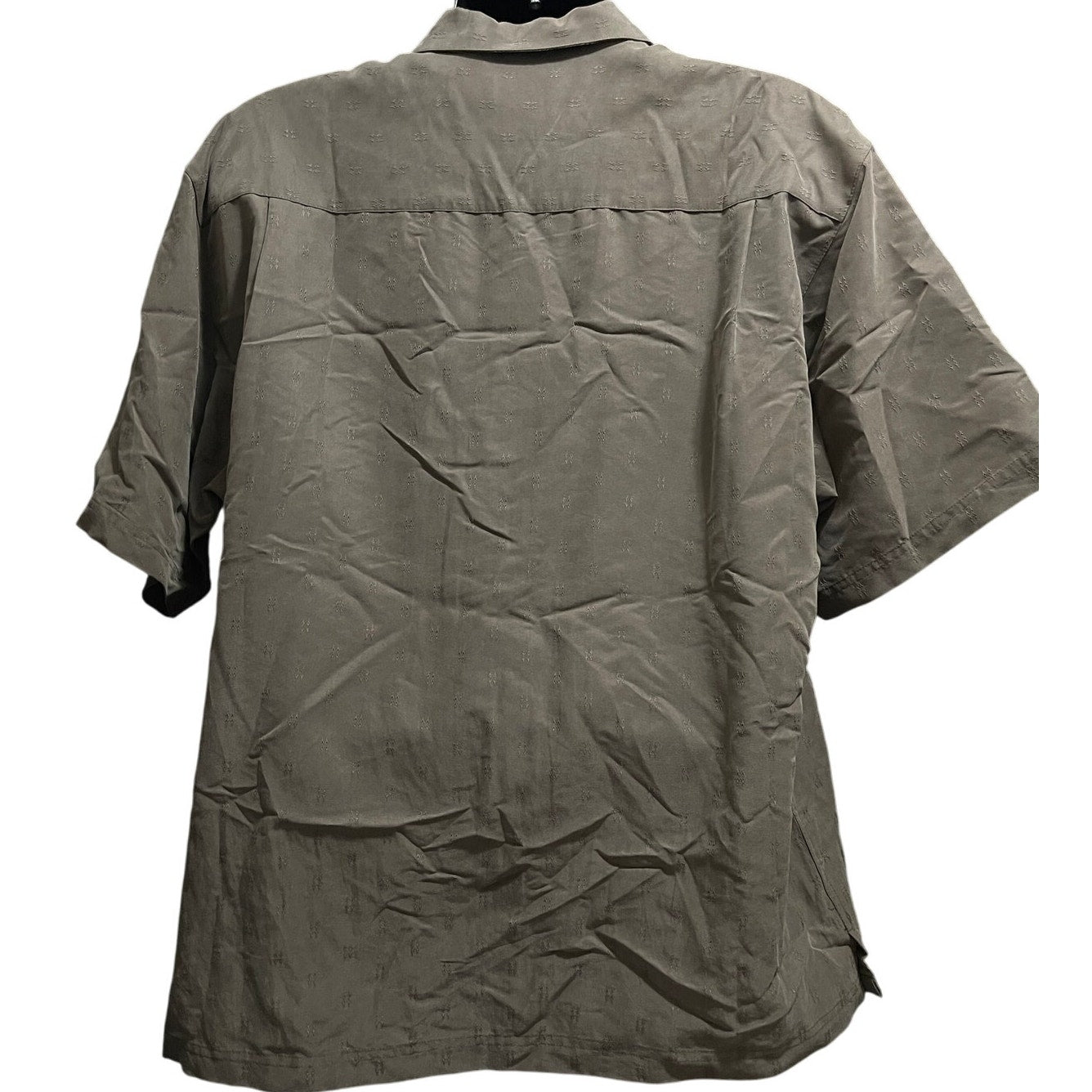 Haggar Men's Large Short Sleeve Gray / Green Button Up Shirt