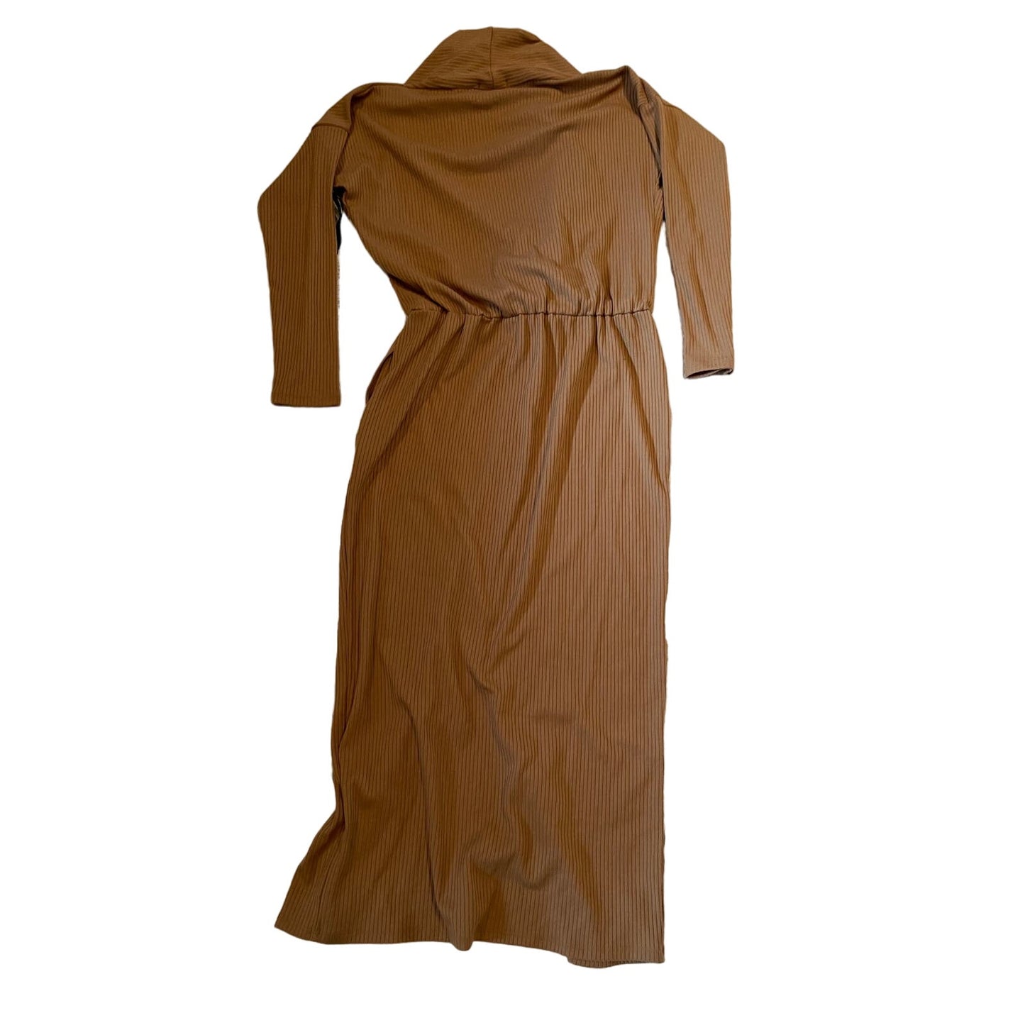 NWT Sarah Liller San Francisco Tan / Brown Ribbed Long Sleeve Dress $219 MSRP