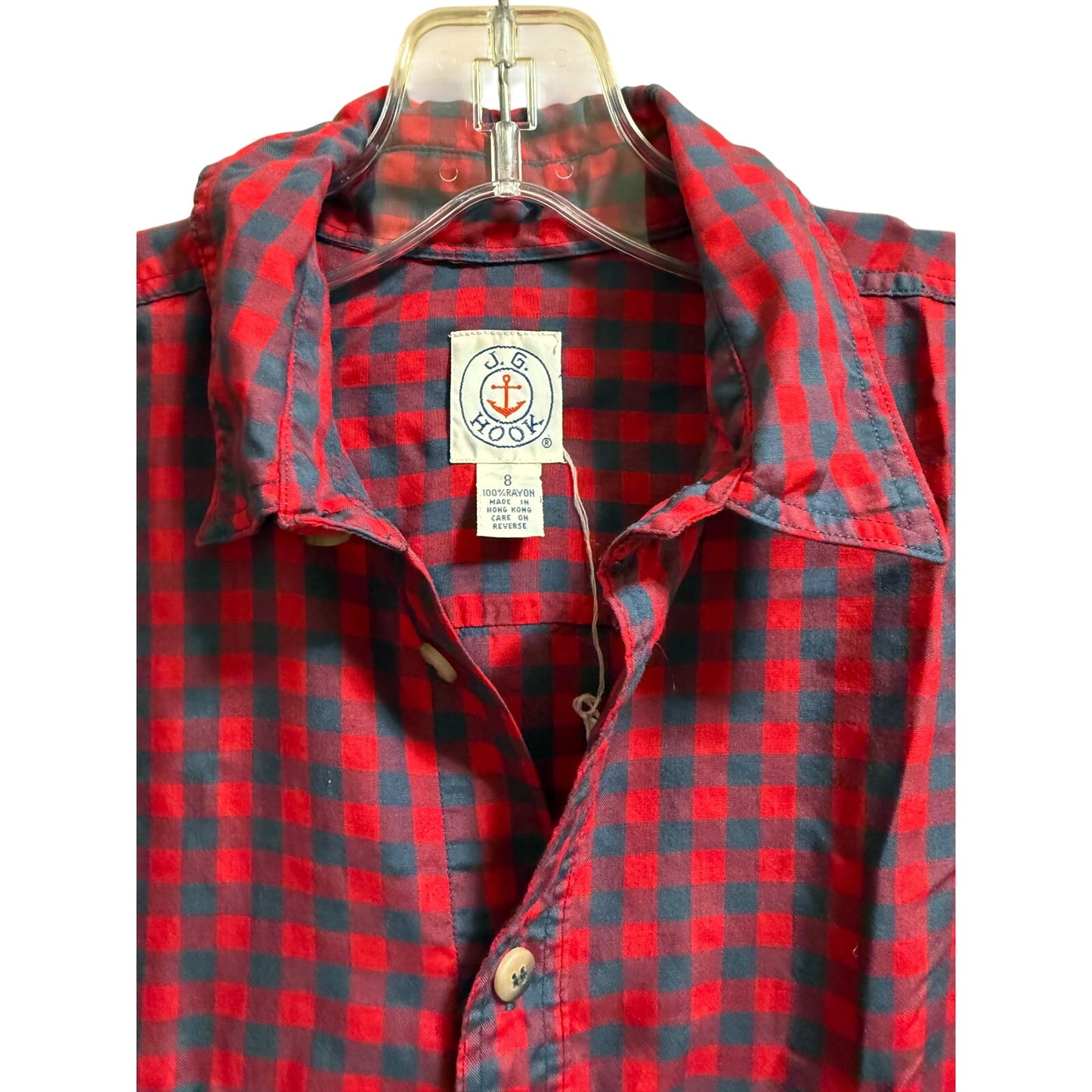 J.G. Hook Red Blue Plaid Long Sleeve Button Up Shirt - Size 8