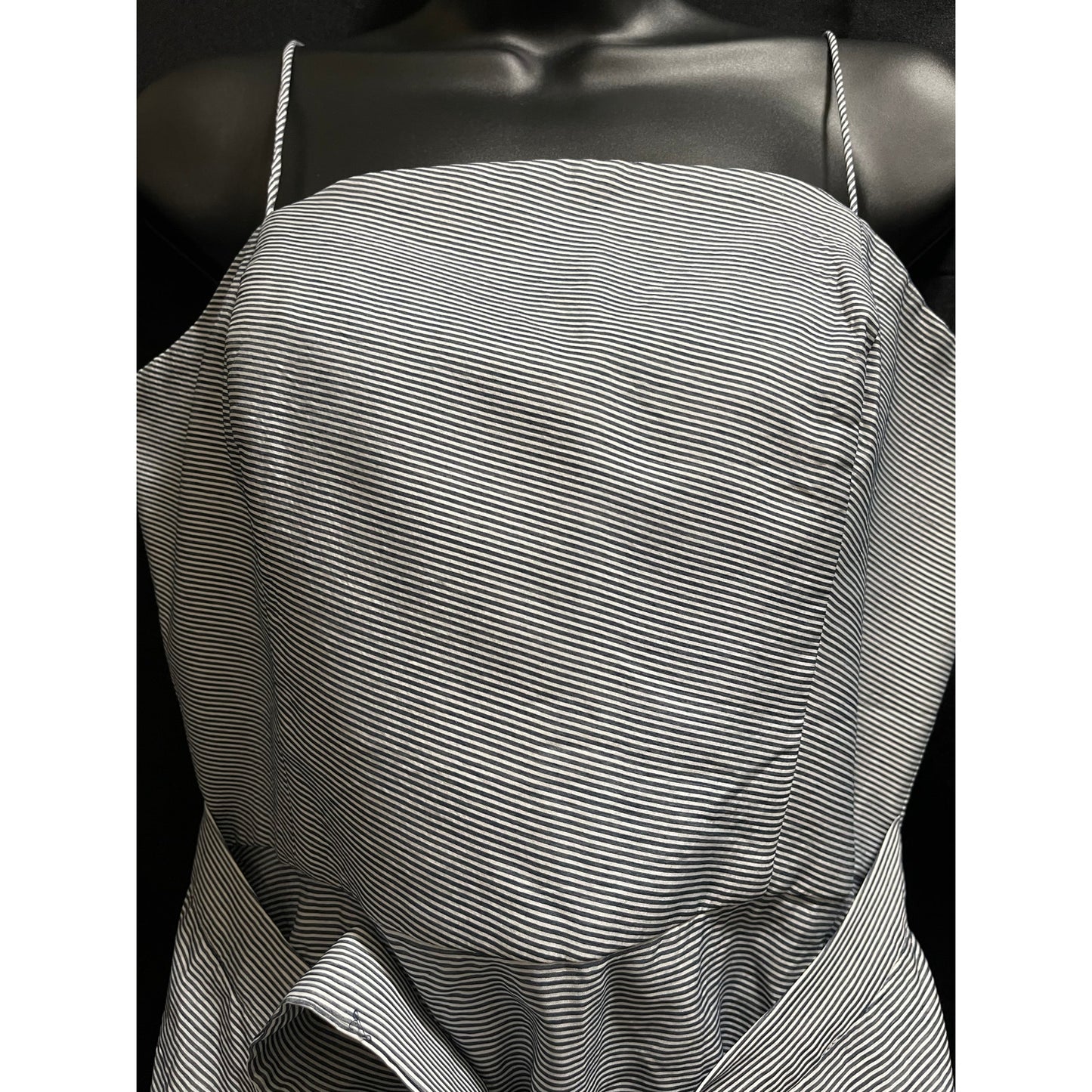 C/Meo Collective Black & White Pinstripe Halter Dress - Medium
