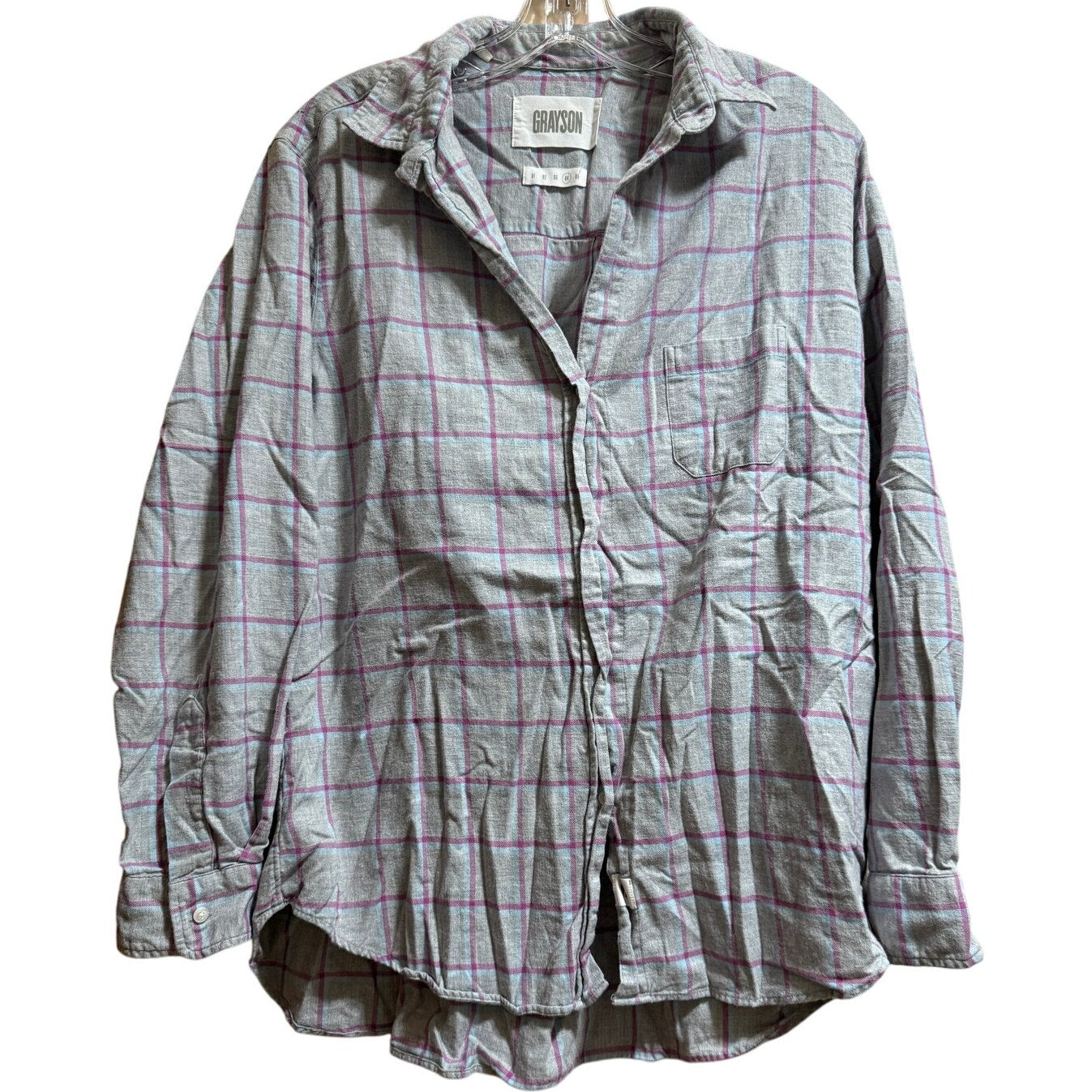 Frank & Eileen Grayson Gray & Pink Check Size 4 Button Up Shirt