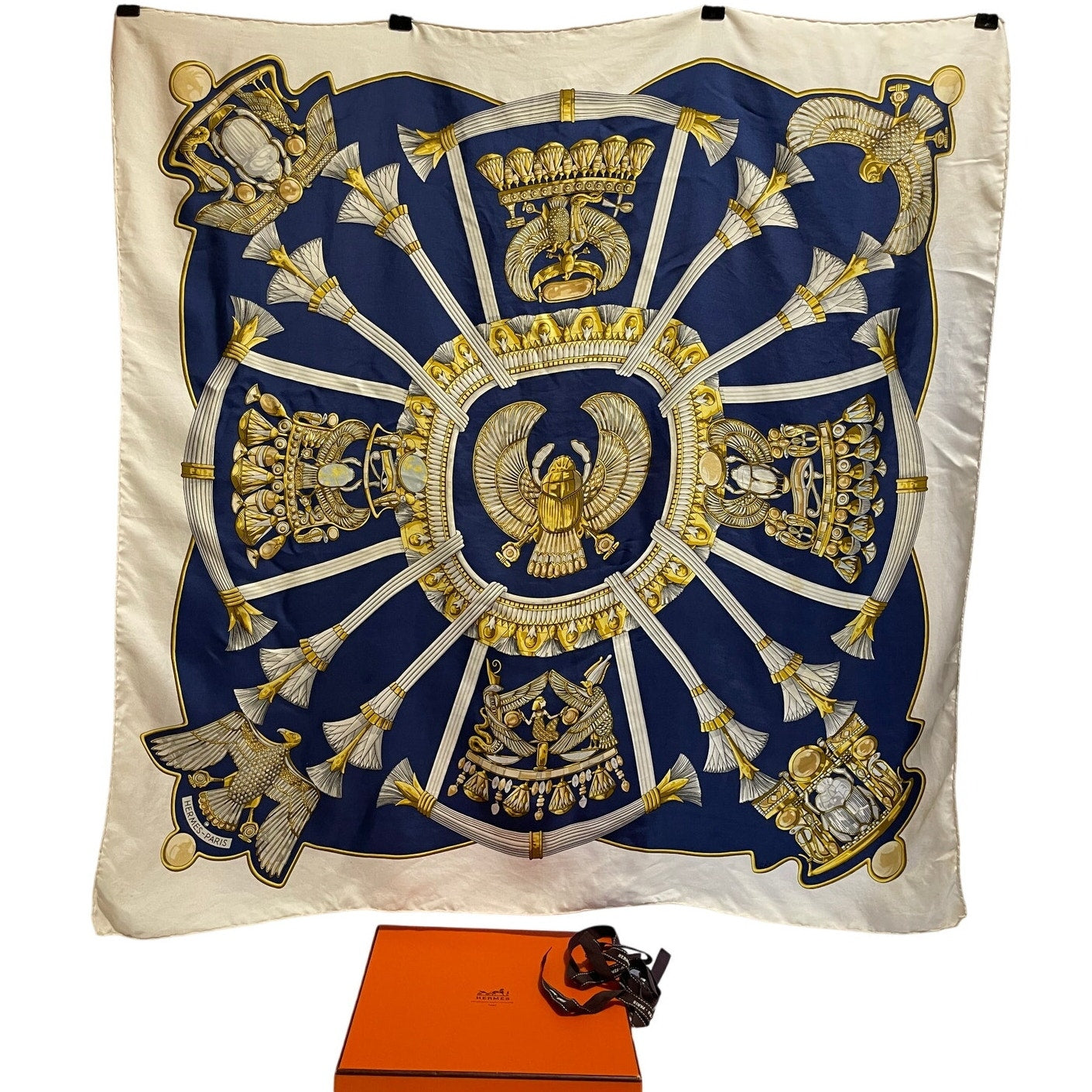 Vintage 1970 Hermes Silk Scarf - Egypte by Caty Latham - Original Box & Ribbon