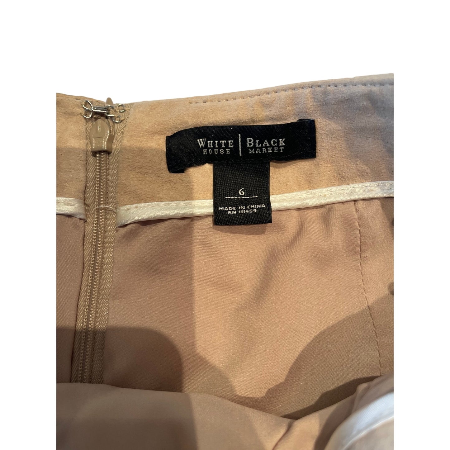 White House Black Market - Size 6 - Tan Suede Midi Skirt - Silver Studded