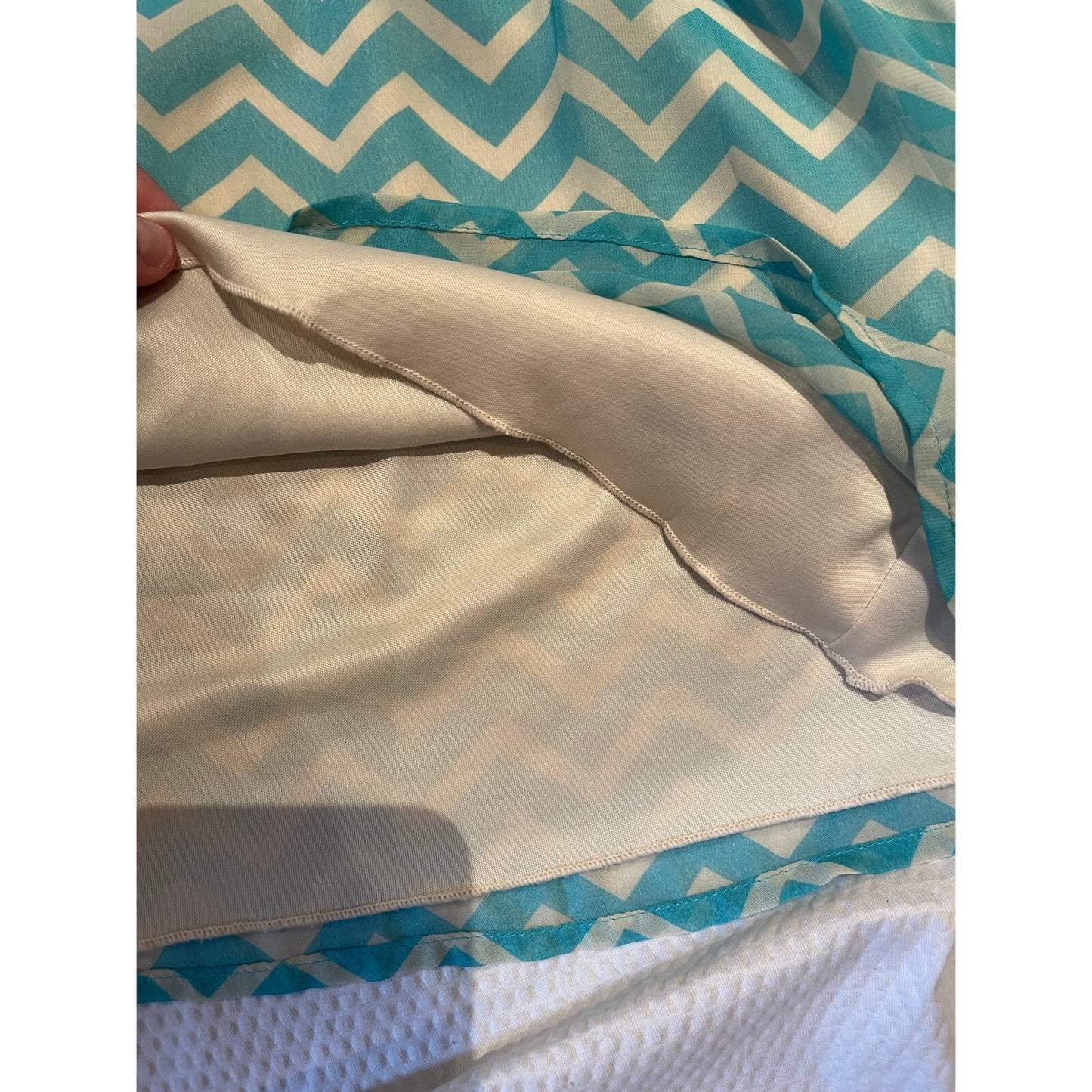Speechless Teal & White Lined Chevron Dress - Size Medium