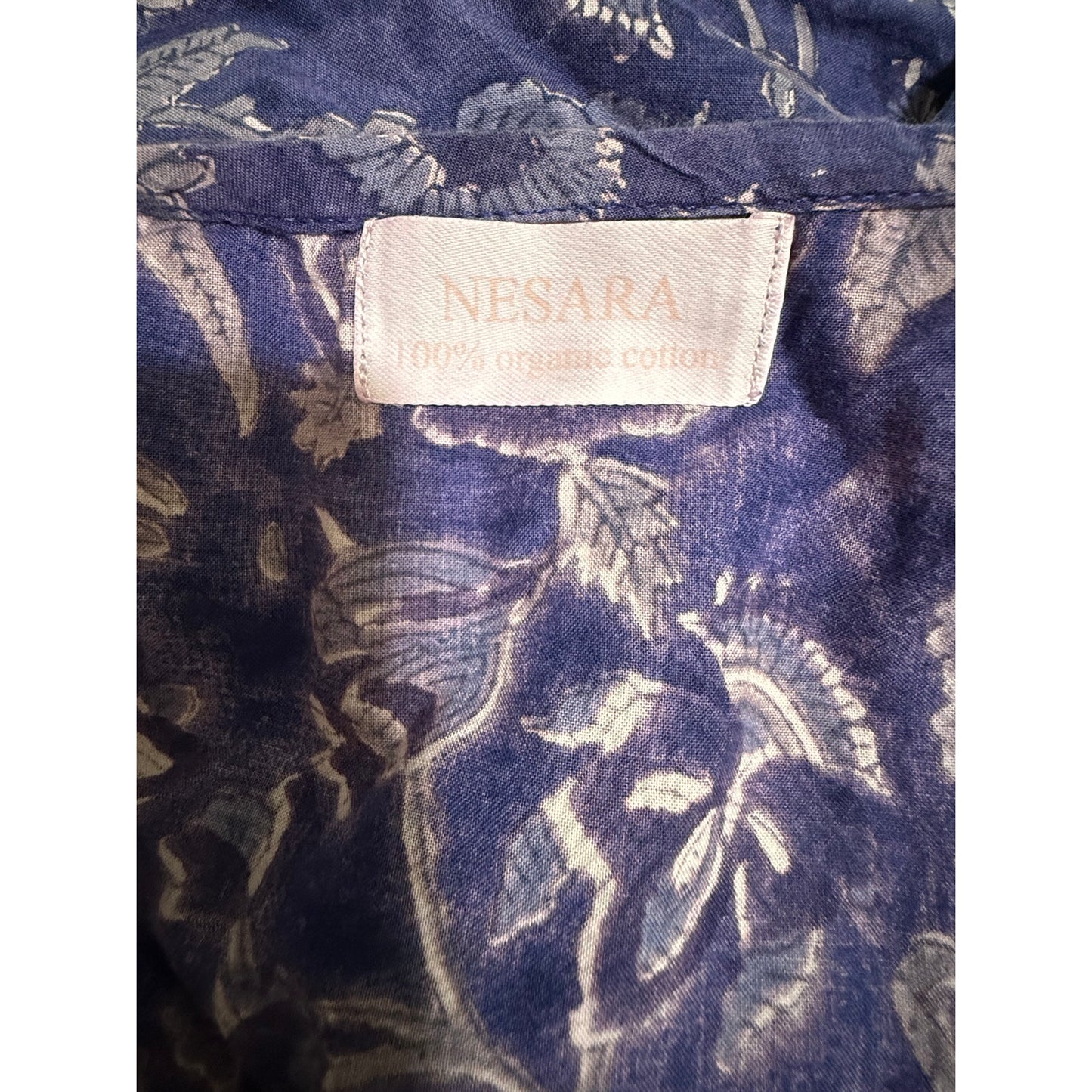 Nesara 100% Organic Cotton Purple Floral Caftan Dress- Oversized Medium