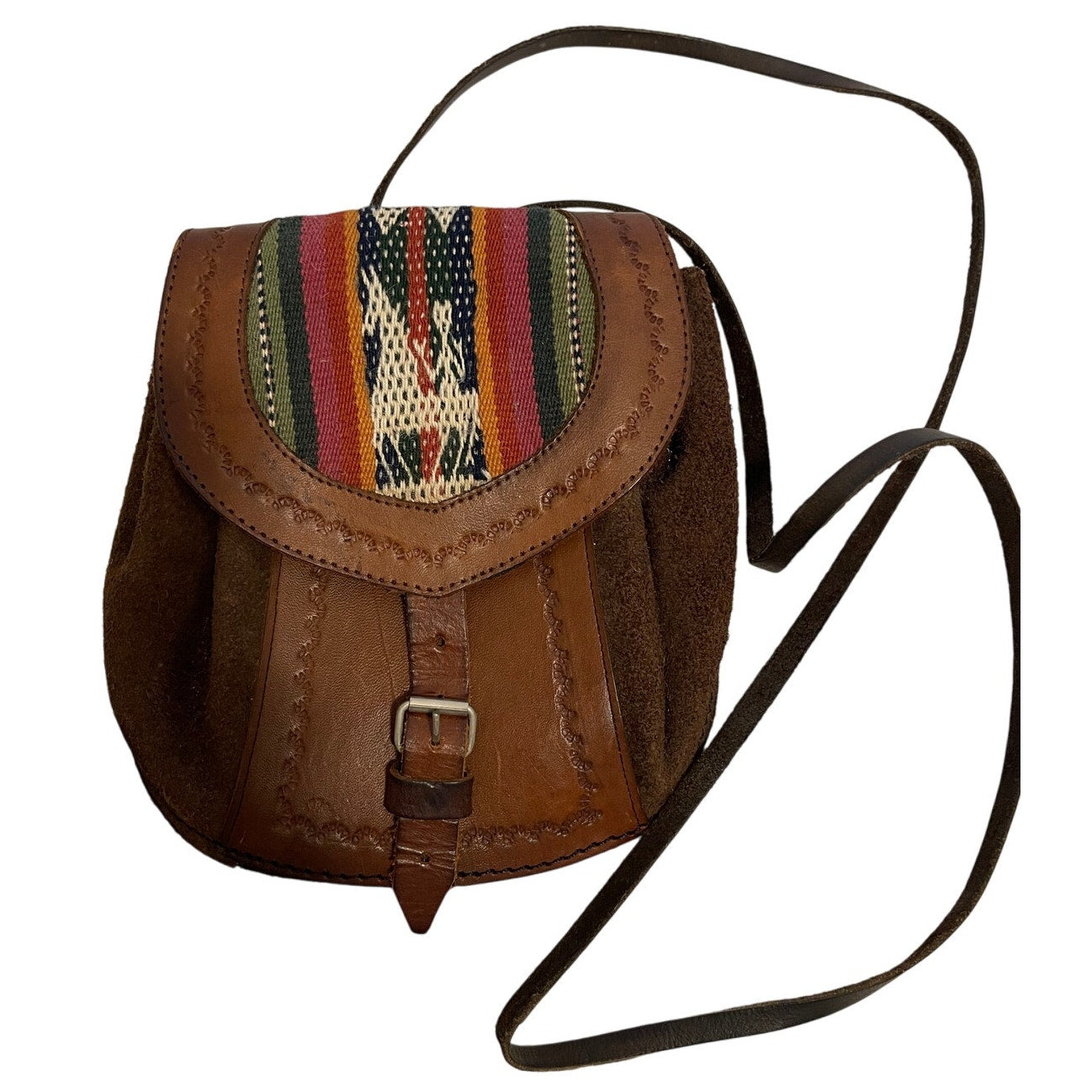 Vintage Leather Aliento Design Bolivian Satchel Bag