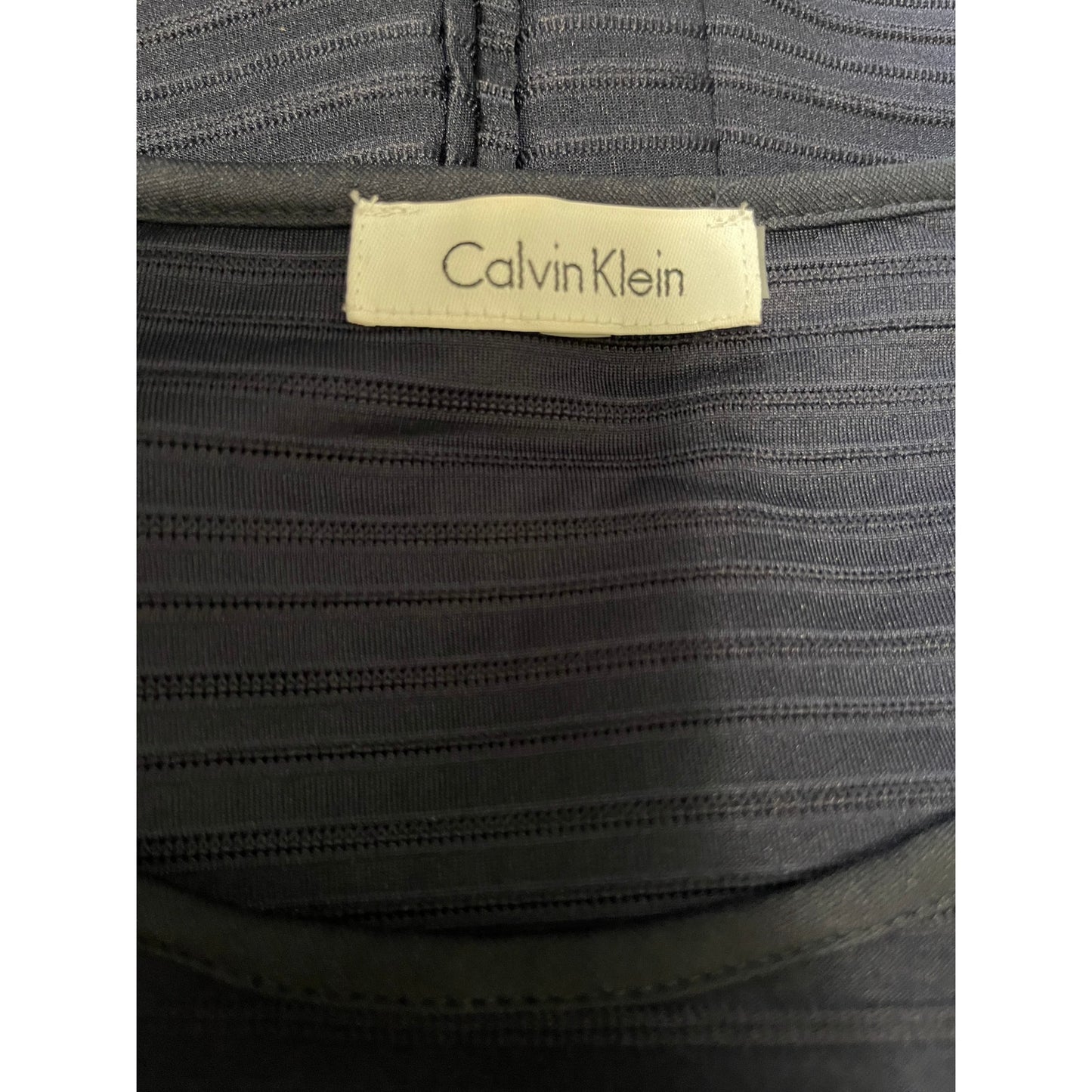Calvin Klein Navy Blue Short Sleeve Ribbed T-Shirt / Blouse - Size Large - Sheer